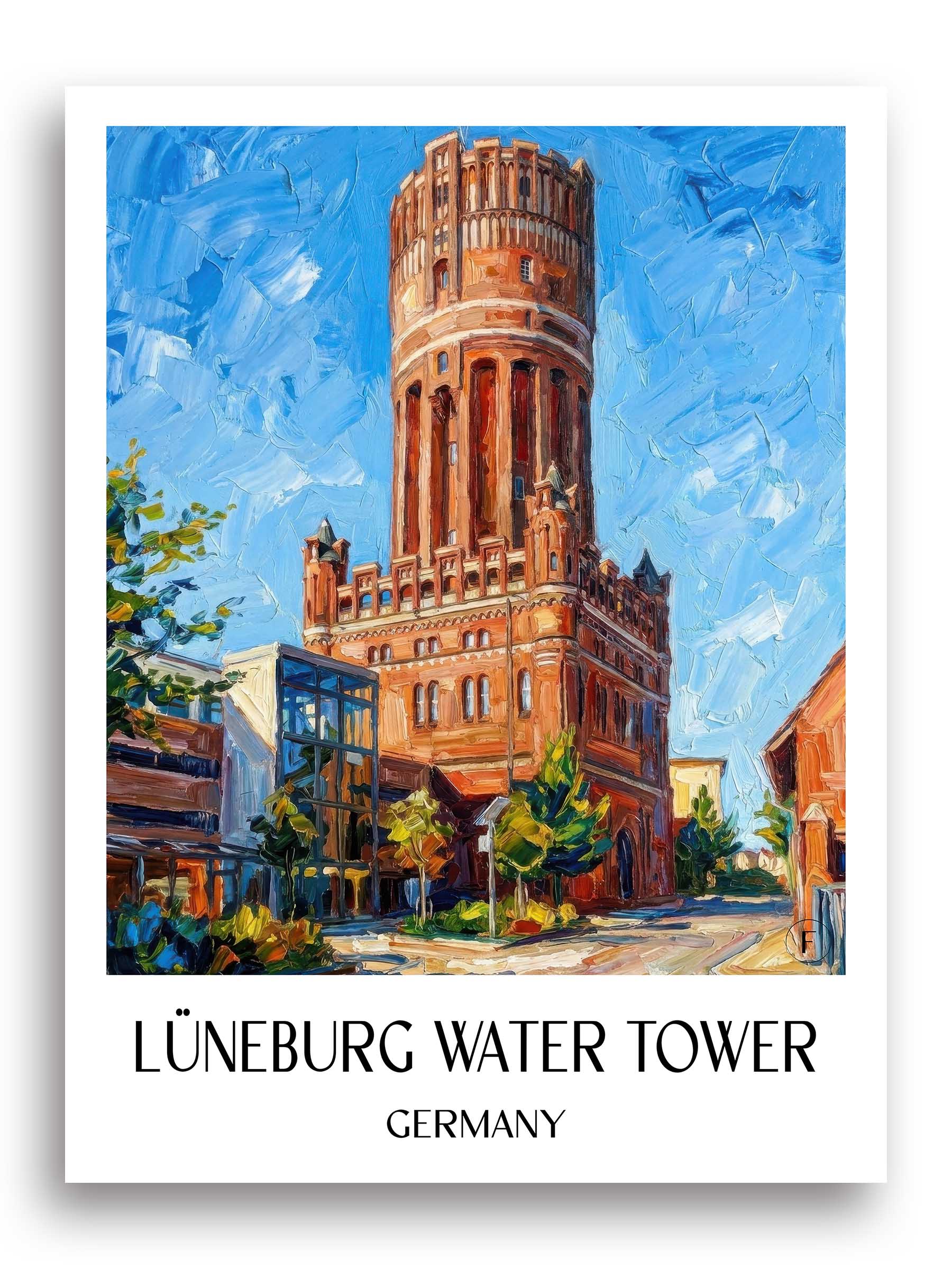 Wasserturm Lüneburg Poster - Niedersachsen - Deutschland Kunstdruck - Ölgemälde von A4 bis A1