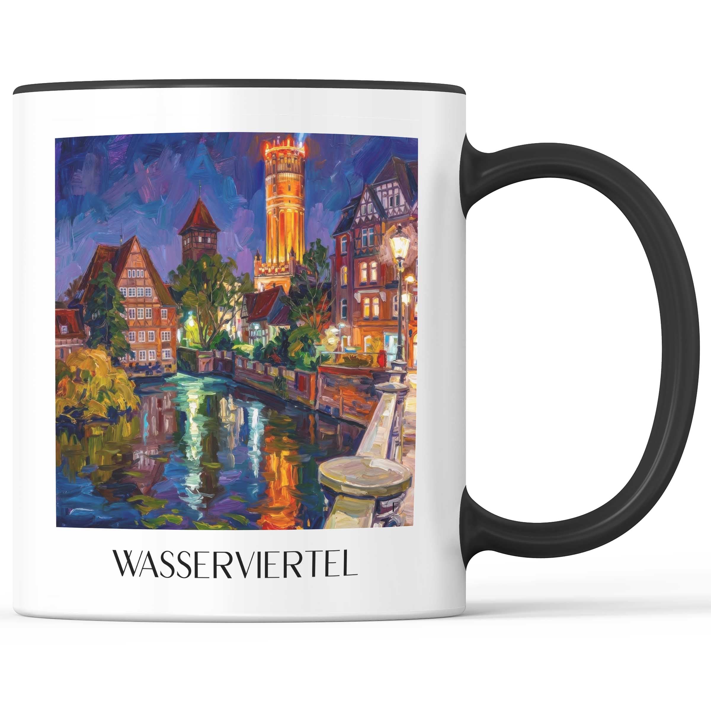 wasserviertel-lüneburg-deutschland-kaffeebecher-oil-painting-oelgemaelde