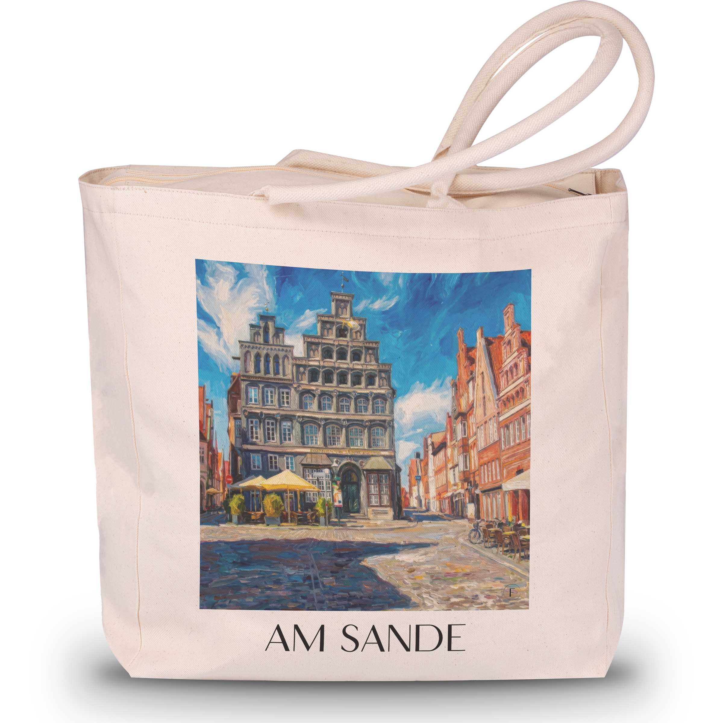 am-sande-lüneburg-deutschland-einkaufstasche-oil-painting-oelgemaelde