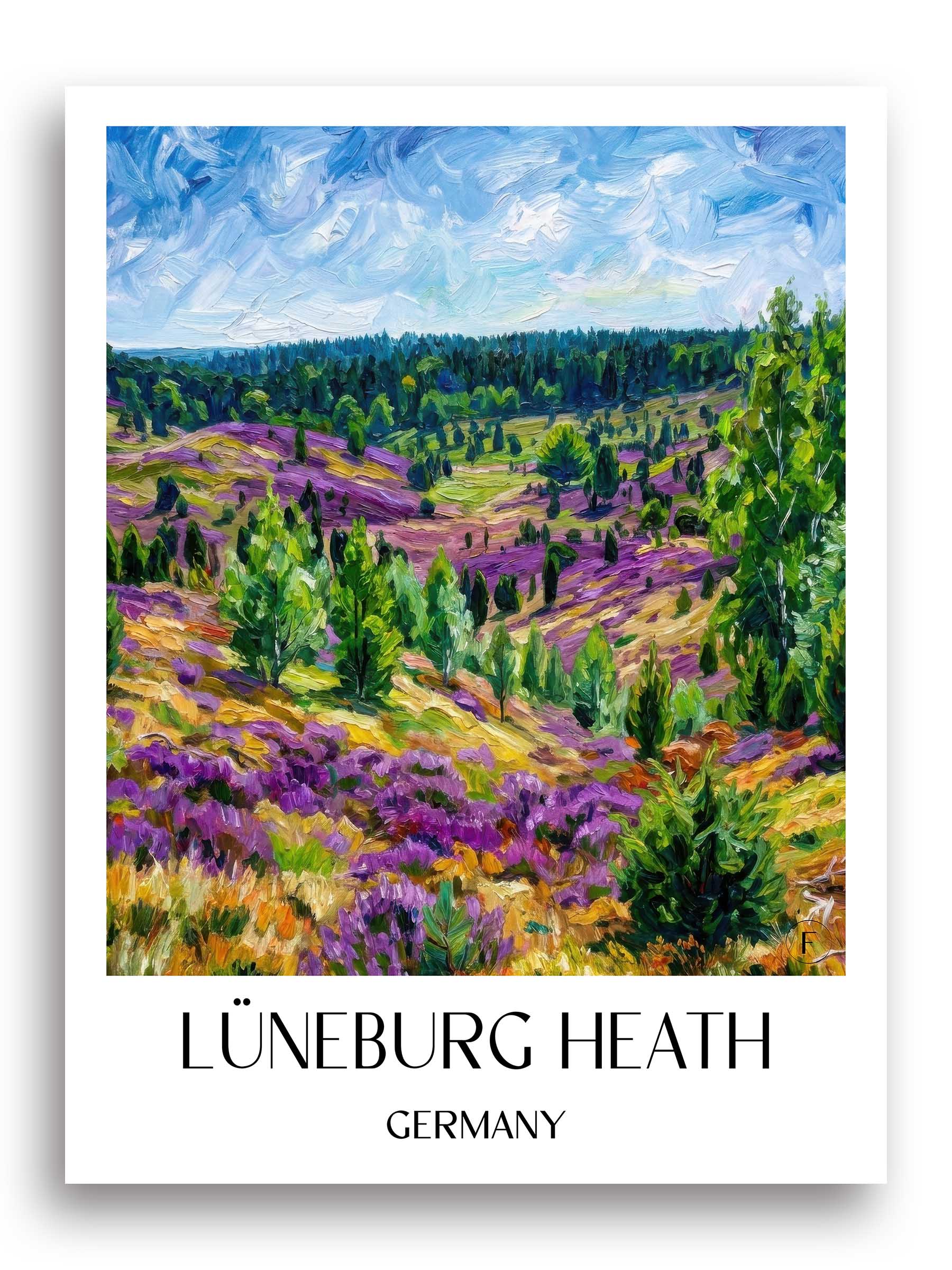 Lüneburger Heide Poster - Niedersachsen - Deutschland Kunstdruck - Ölgemälde von A4 bis A1