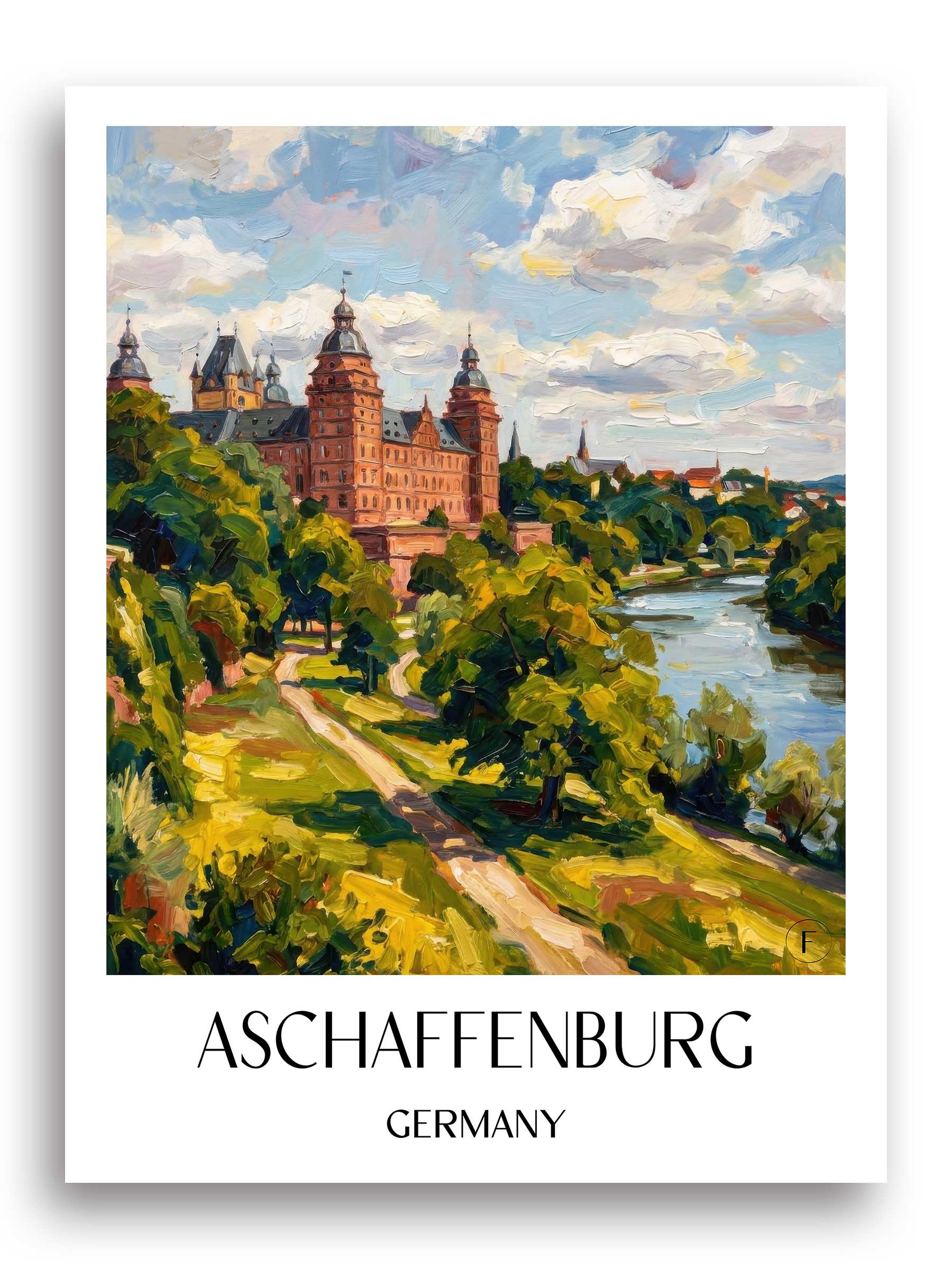 Aschaffenburg Poster - Unterfranken - Deutschland Kunstdruck - Ölgemälde von A4 bis A1