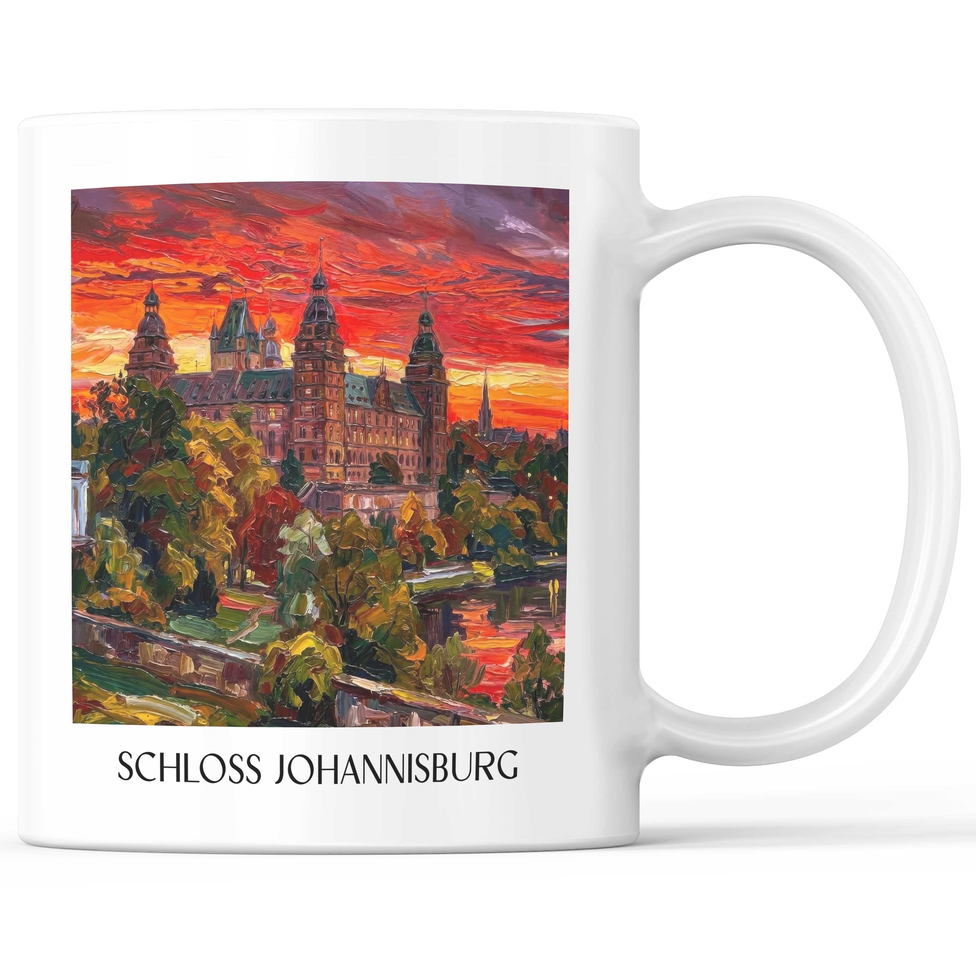 Schloss Johannisburg Kaffeebecher - Aschaffenburg - Deutschland Becher - Kaffeetasse im Ölgemälde Stil