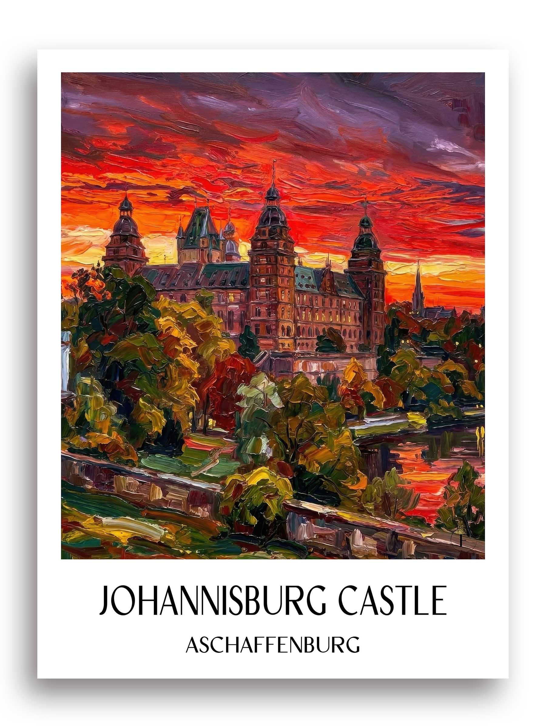Schloss Johannisburg Poster - Aschaffenburg - Deutschland Kunstdruck - Ölgemälde von A4 bis A1