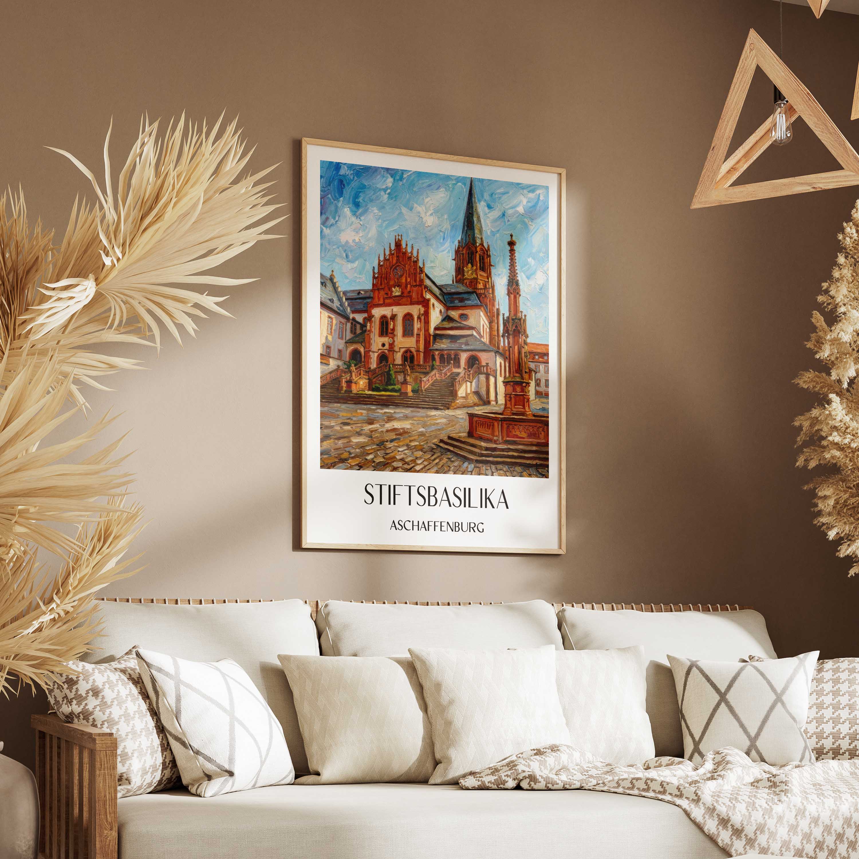 stiftsbasilika-aschaffenburg-deutschland-poster-oil-painting-oelgemaelde