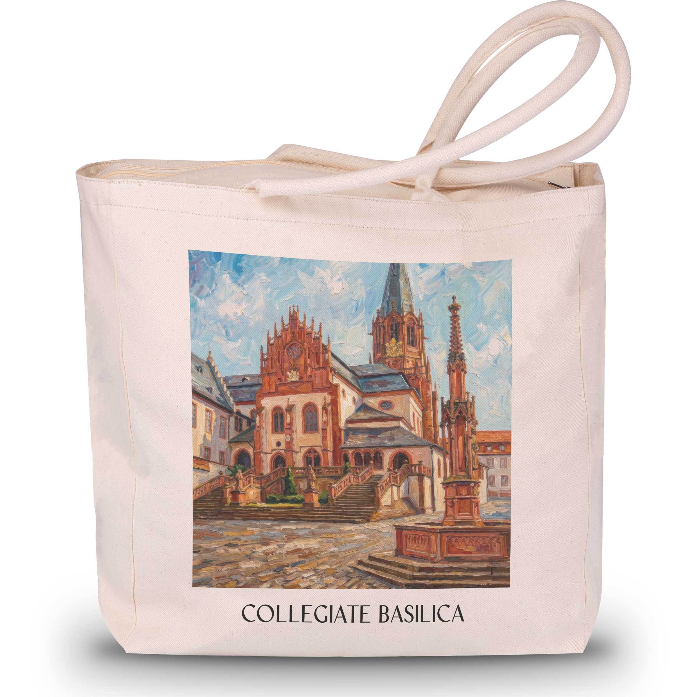 Stiftsbasilika Shopping Tasche - Aschaffenburg - Deutschland Tote Bag - Einkaufstasche im Ölgemälde Stil