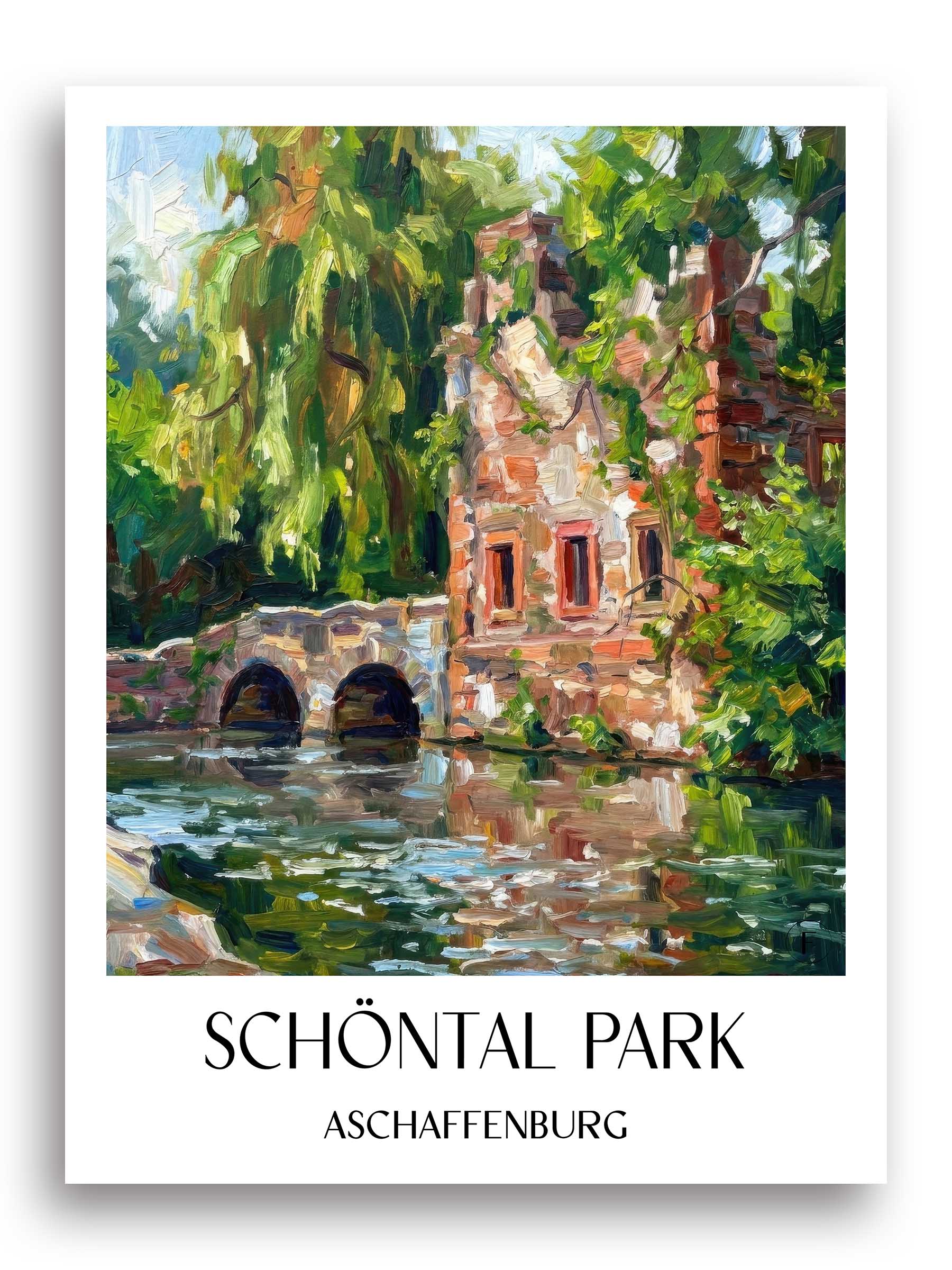 Park Schöntal Poster - Aschaffenburg - Deutschland Kunstdruck - Ölgemälde von A4 bis A1