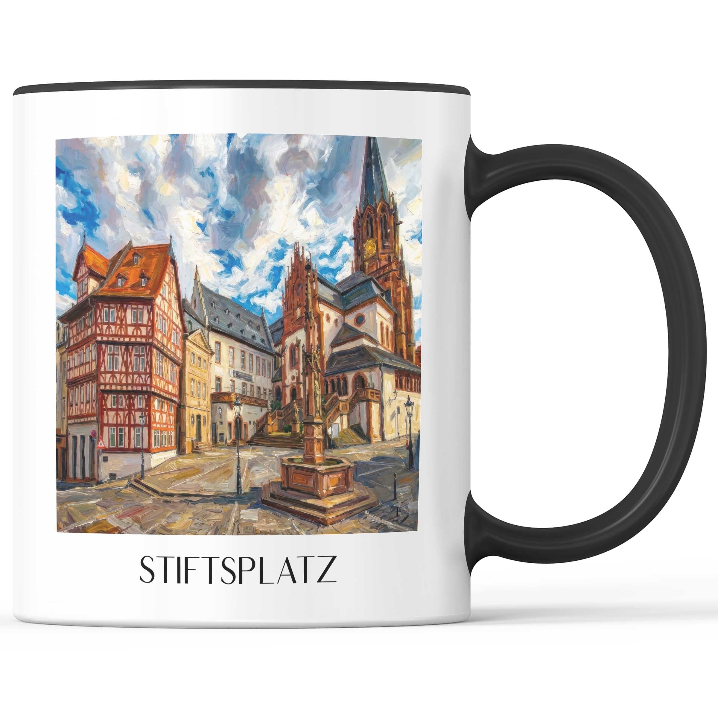 stiftsplatz-aschaffenburg-deutschland-kaffeebecher-oil-painting-oelgemaelde