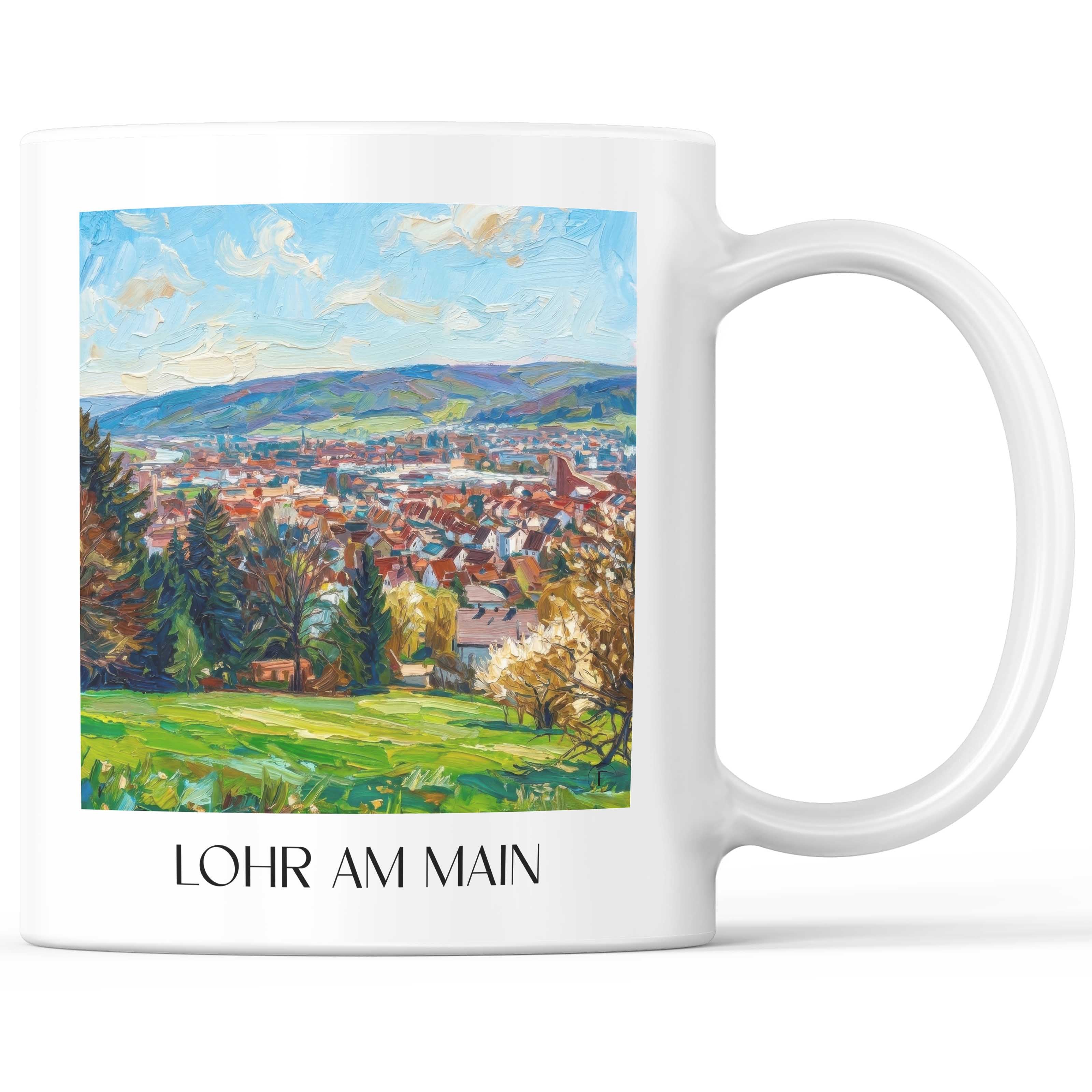 Lohr am Main Kaffeebecher - Unterfranken - Deutschland Becher - Kaffeetasse im Ölgemälde Stil