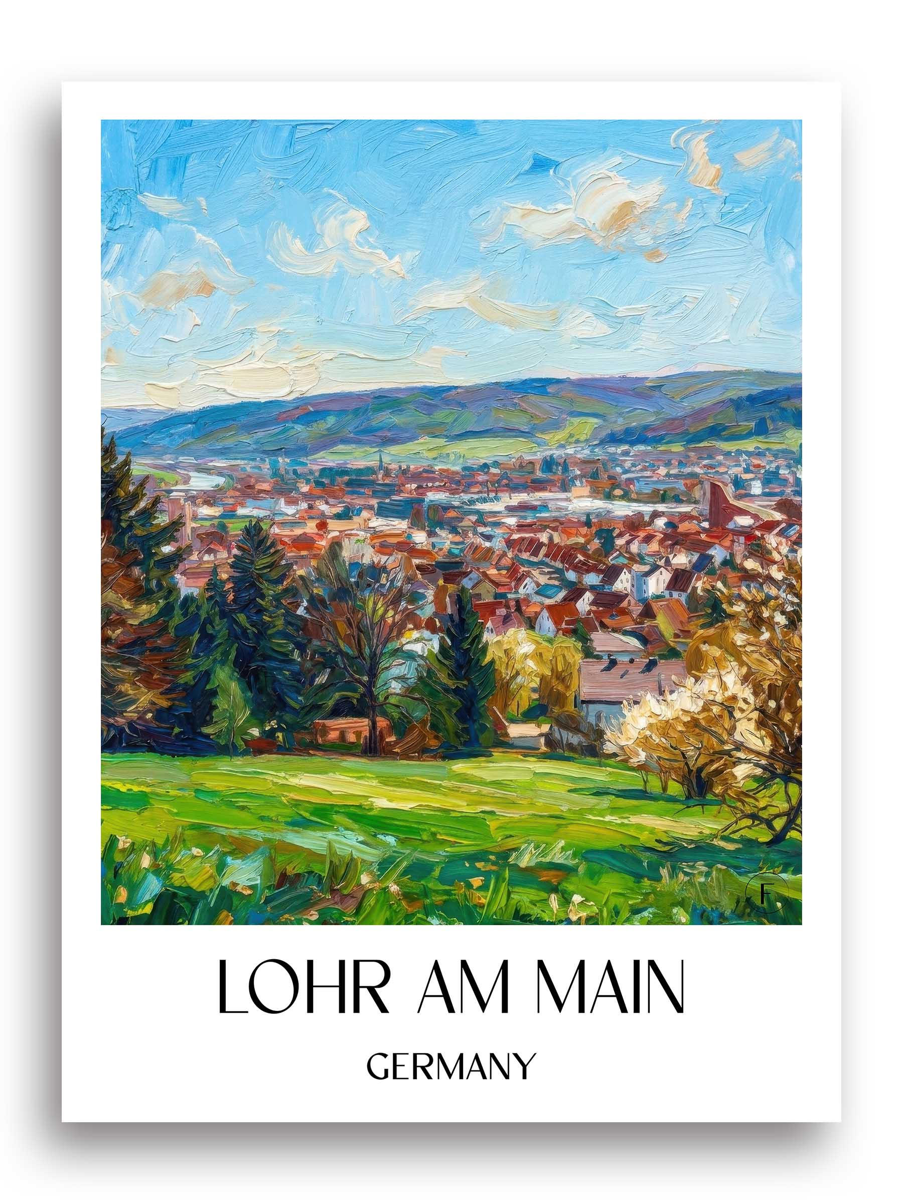 Lohr am Main Poster - Unterfranken - Deutschland Kunstdruck - Ölgemälde von A4 bis A1
