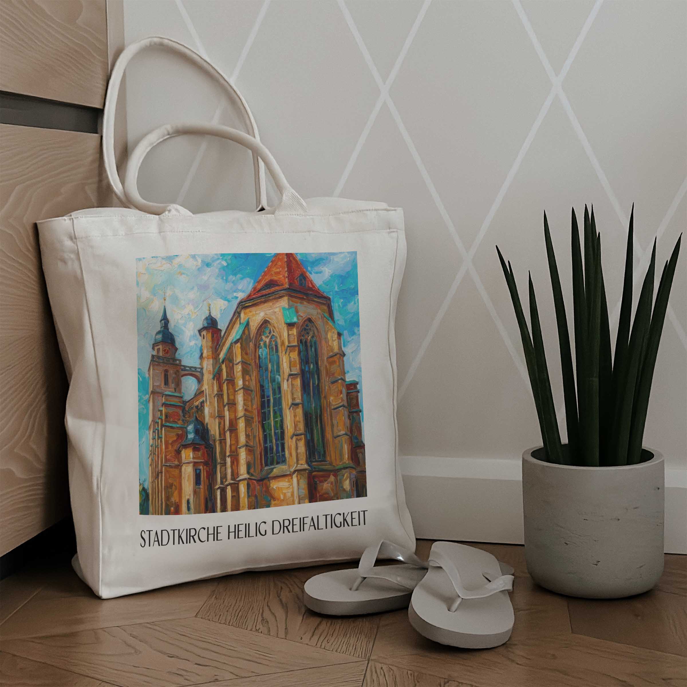 stadtkirche-heilig-dreifaltigkeit-bayreuth-deutschland-einkaufstasche-oil-painting-oelgemaelde