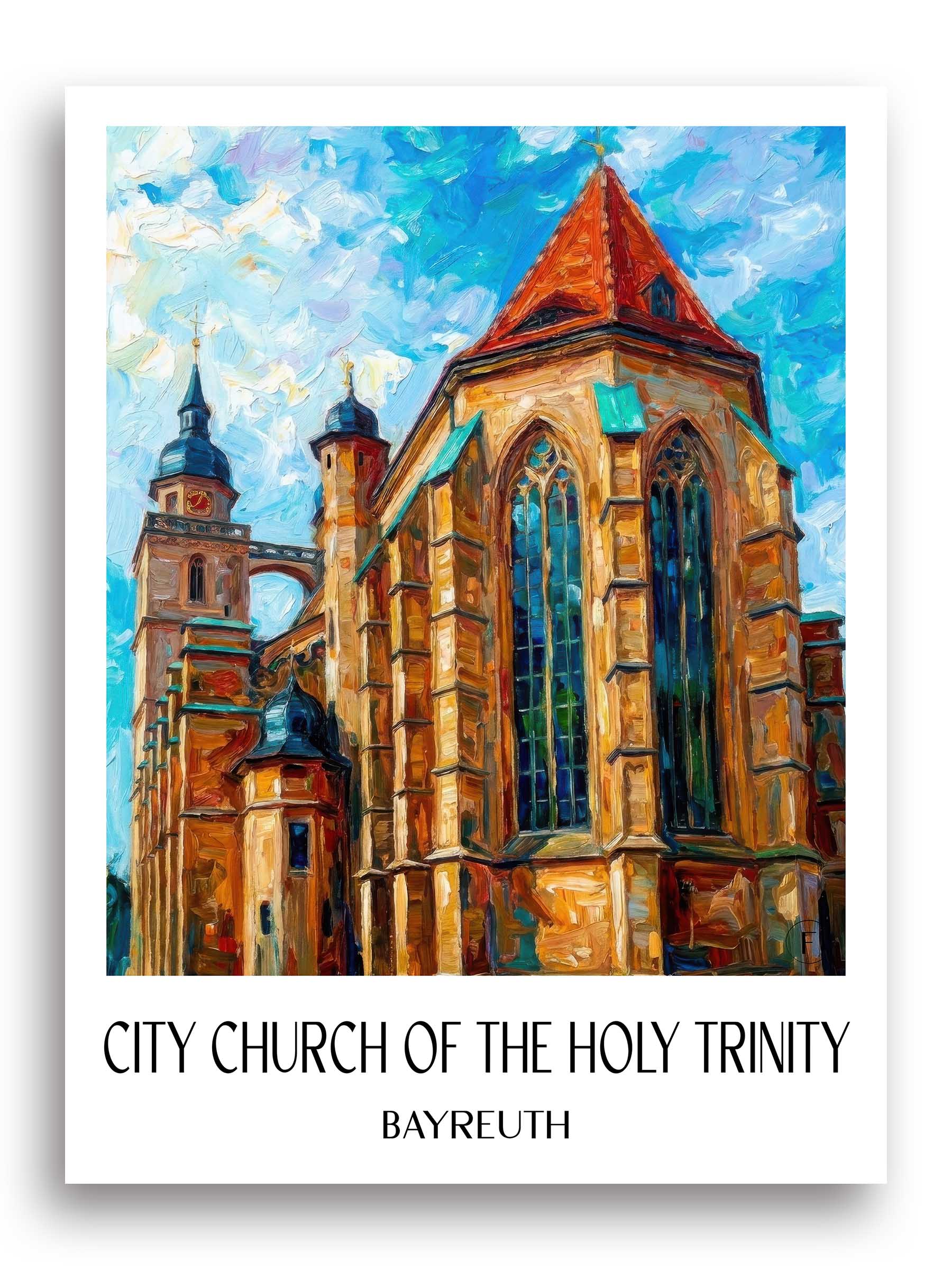 Stadtkirche Heilig Dreifaltigkeit Poster - Bayreuth - Deutschland Kunstdruck - Ölgemälde von A4 bis A1