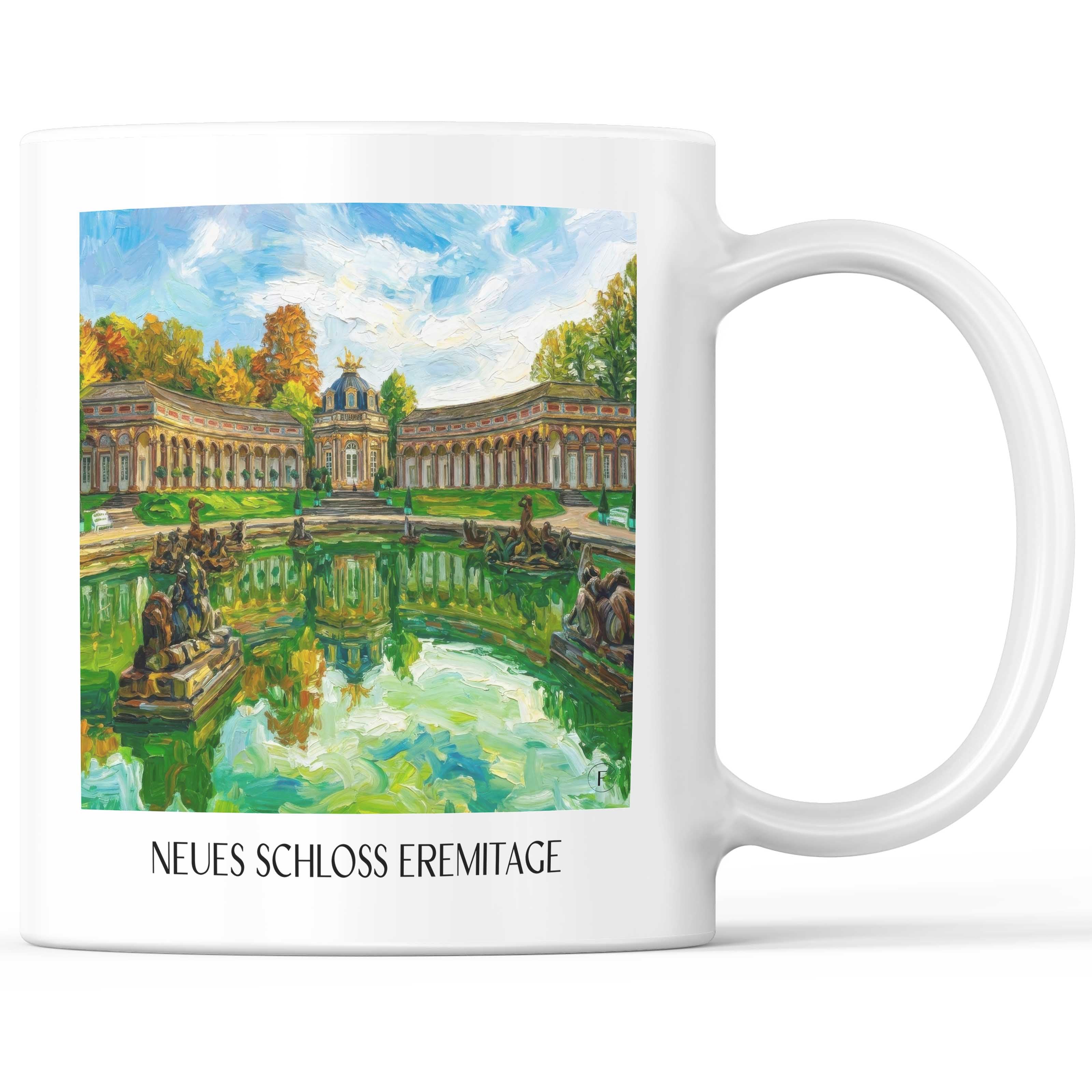 Neues Schloss Eremitage Kaffeebecher - Bayreuth - Deutschland Becher - Kaffeetasse im Ölgemälde Stil