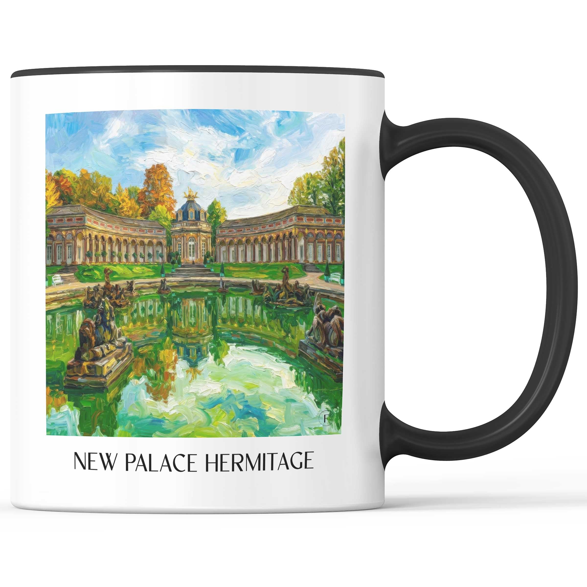 Neues Schloss Eremitage Kaffeebecher - Bayreuth - Deutschland Becher - Kaffeetasse im Ölgemälde Stil