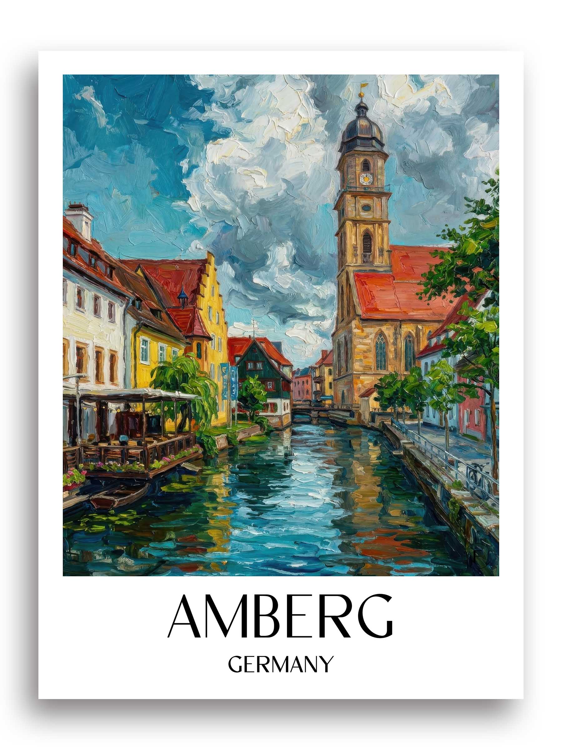 Amberg Poster - Oberpfalz - Deutschland Kunstdruck - Ölgemälde von A4 bis A1