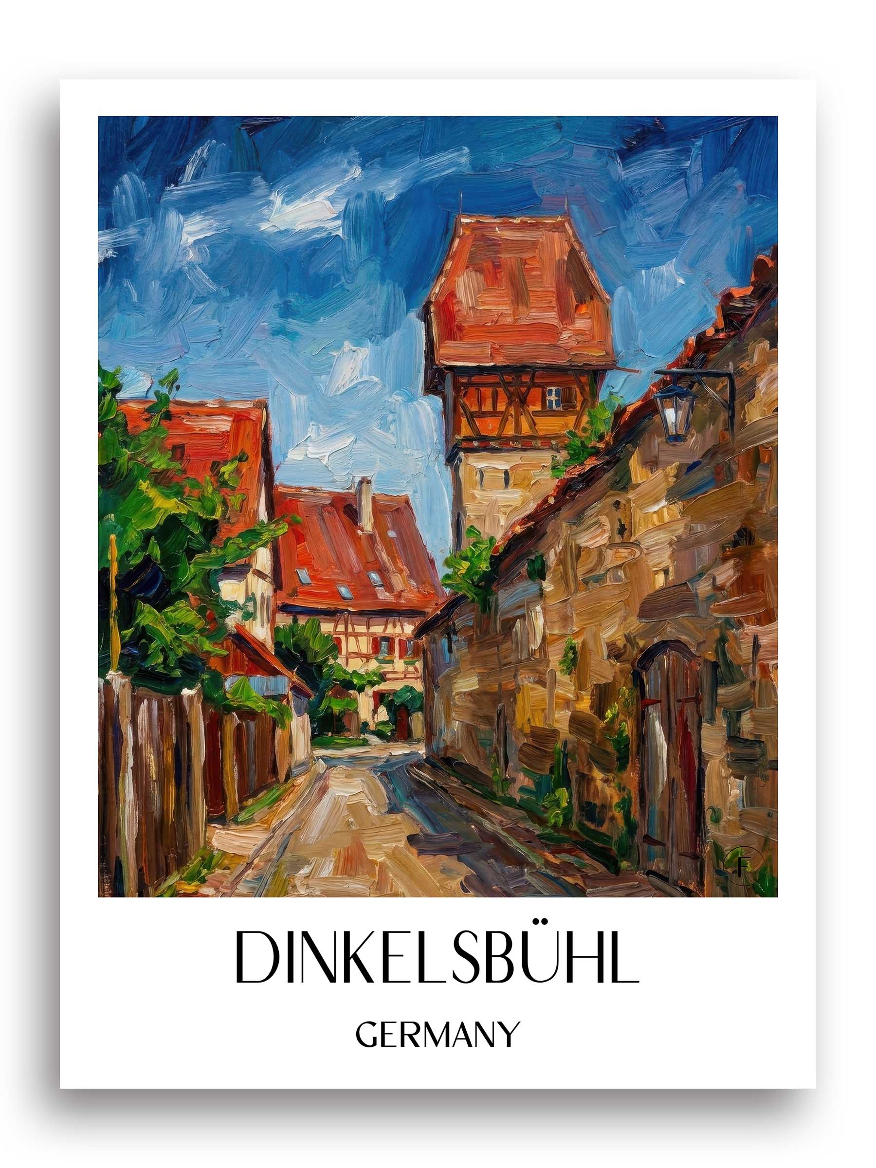 Dinkelsbühl Poster - Mittelfranken - Deutschland Kunstdruck - Ölgemälde von A4 bis A1