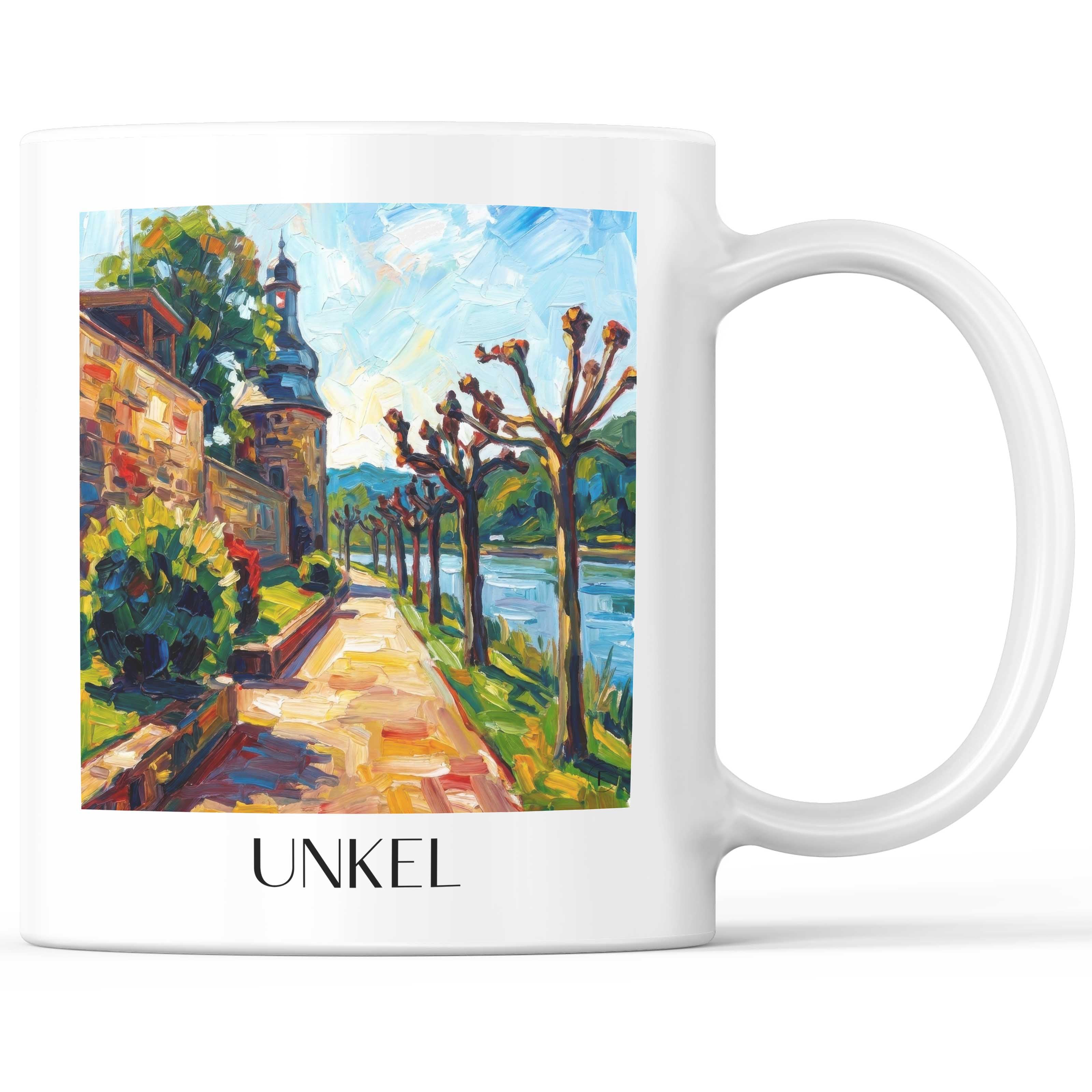 Unkel Kaffeebecher - Mittelrhein - Deutschland Becher - Kaffeetasse im Ölgemälde Stil