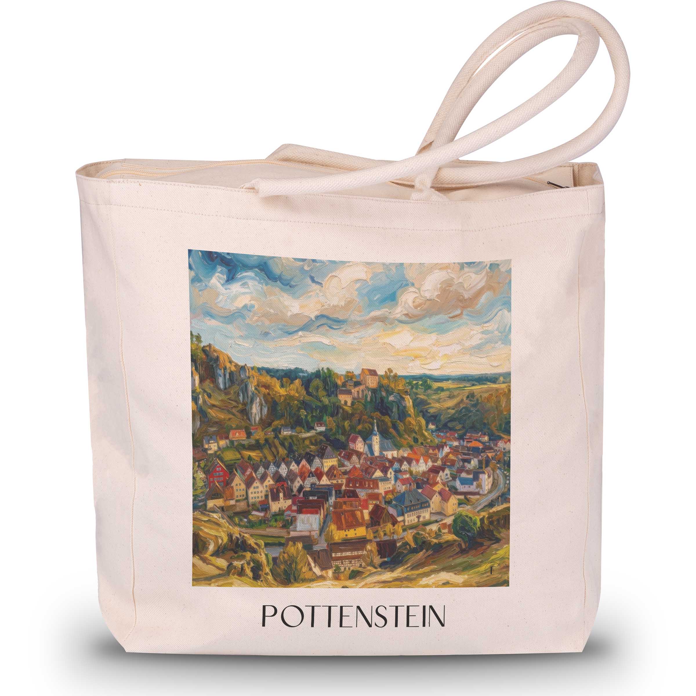 Pottenstein Shopping Tasche - Oberfranken - Deutschland Tote Bag - Einkaufstasche im Ölgemälde Stil