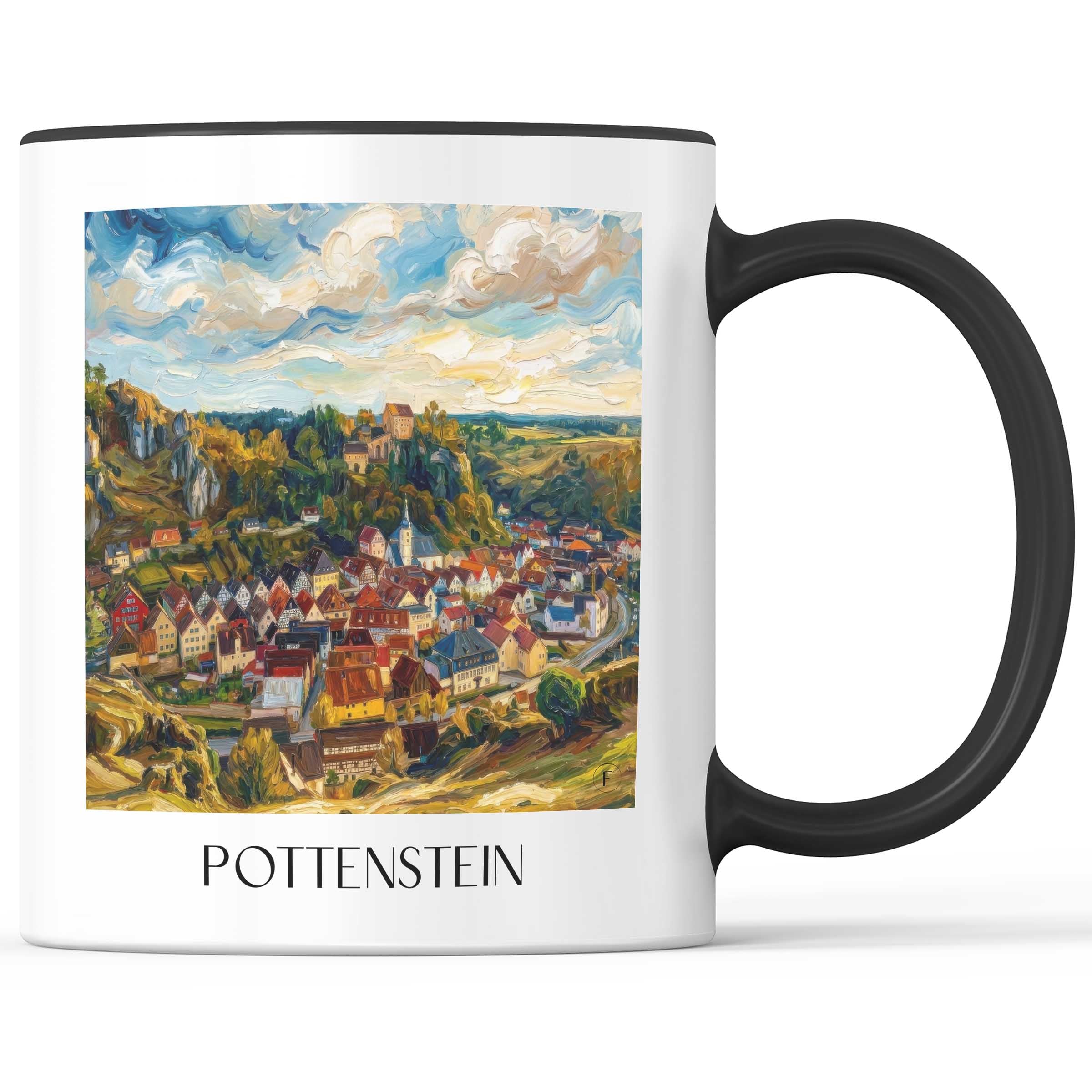 Pottenstein Kaffeebecher - Oberfranken - Deutschland Becher - Kaffeetasse im Ölgemälde Stil