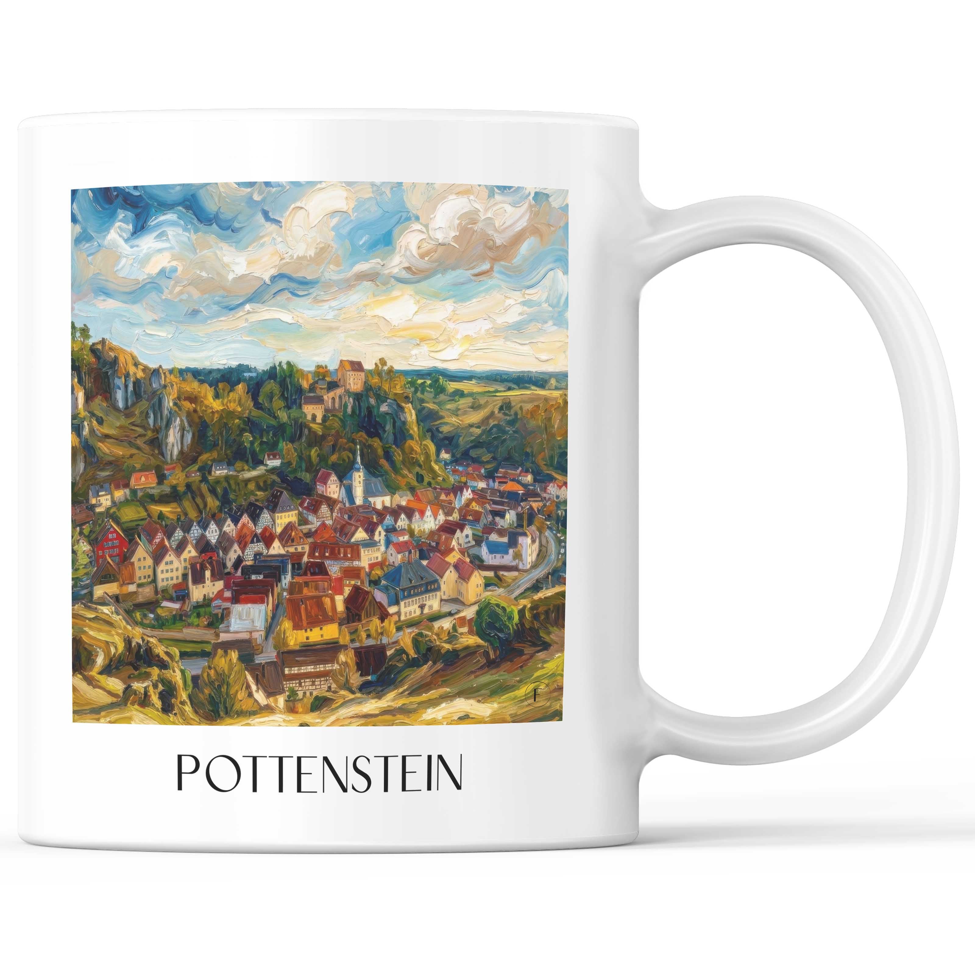 Pottenstein Kaffeebecher - Oberfranken - Deutschland Becher - Kaffeetasse im Ölgemälde Stil