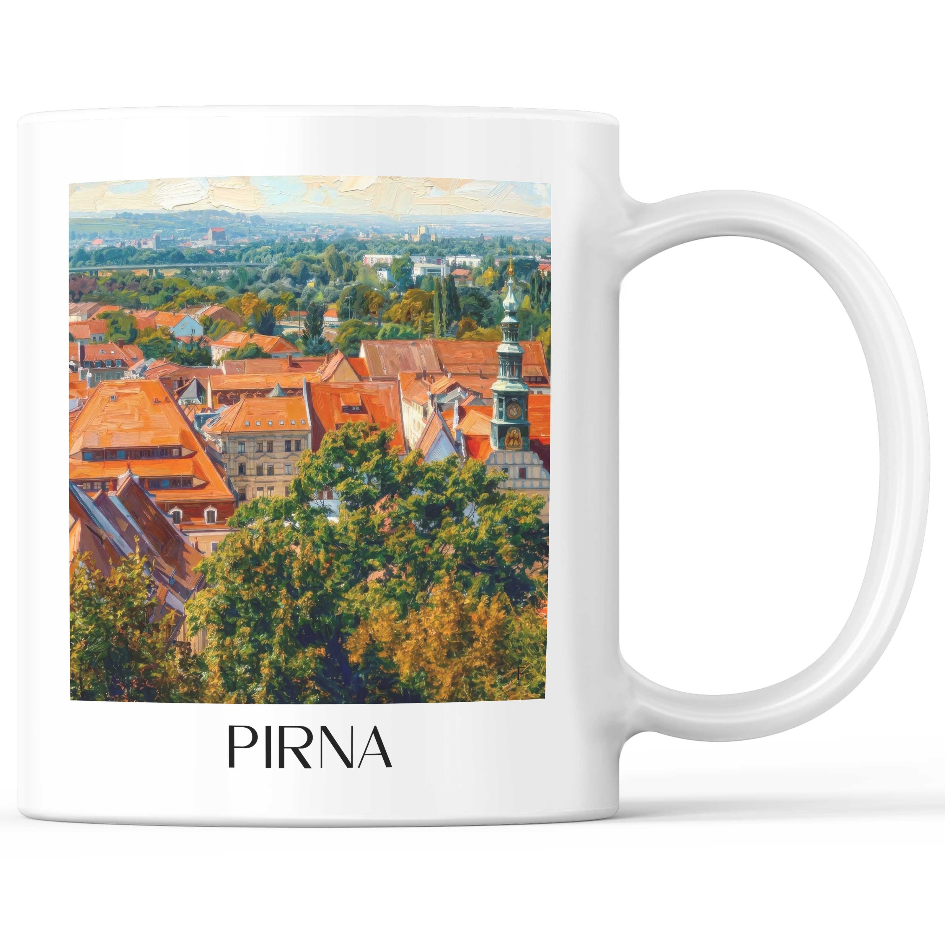 Pirna Kaffeebecher - Sächsische Schweiz - Deutschland Becher - Kaffeetasse im Ölgemälde Stil