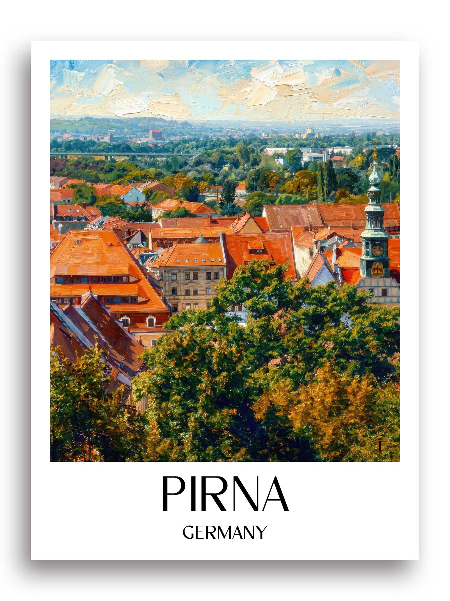 Pirna Poster - Sächsische Schweiz - Deutschland Kunstdruck - Ölgemälde von A4 bis A1