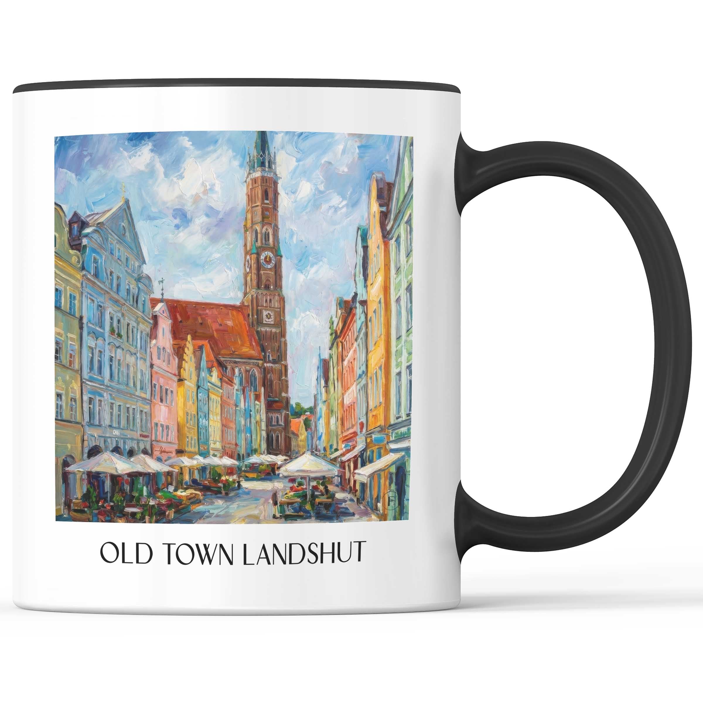 Alstadt Kaffeebecher - Landshut - Deutschland Becher - Kaffeetasse im Ölgemälde Stil