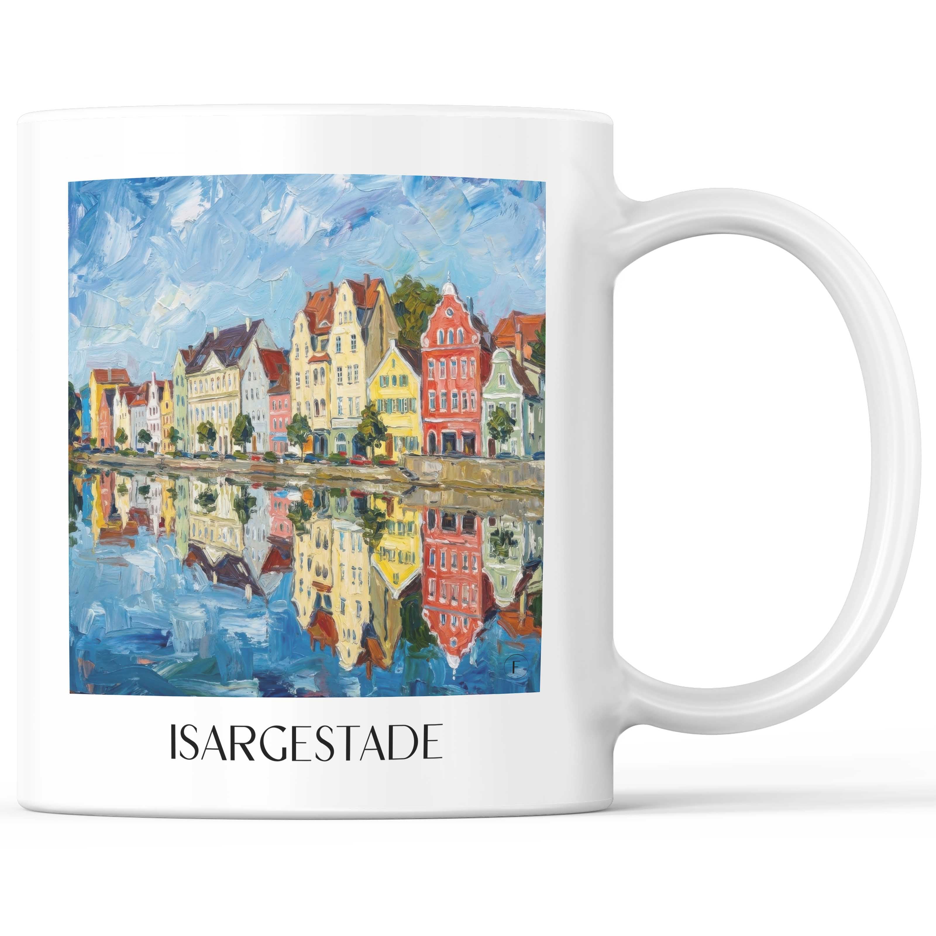 Isargestade Kaffeebecher - Landshut - Deutschland Becher - Kaffeetasse im Ölgemälde Stil