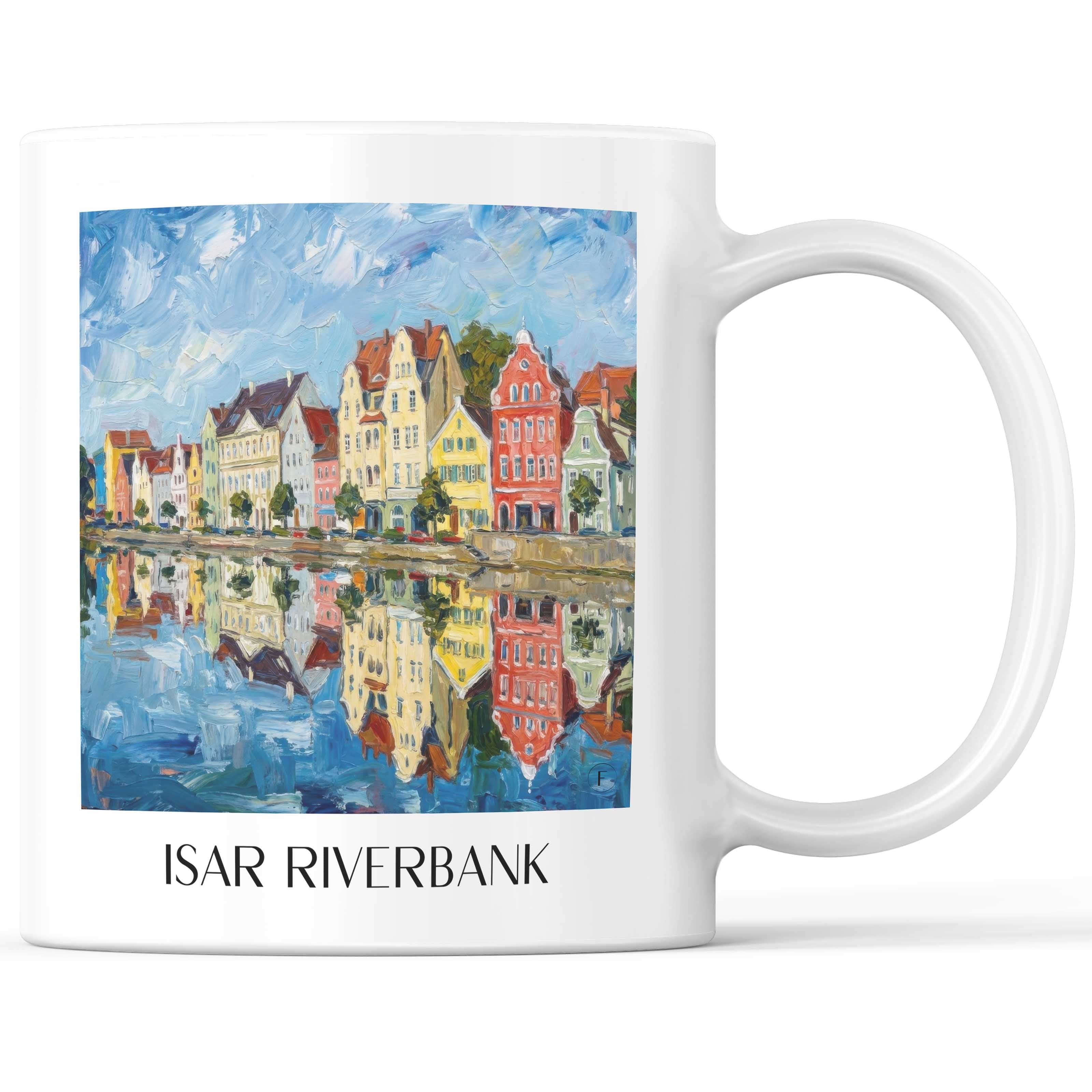 Isargestade Kaffeebecher - Landshut - Deutschland Becher - Kaffeetasse im Ölgemälde Stil