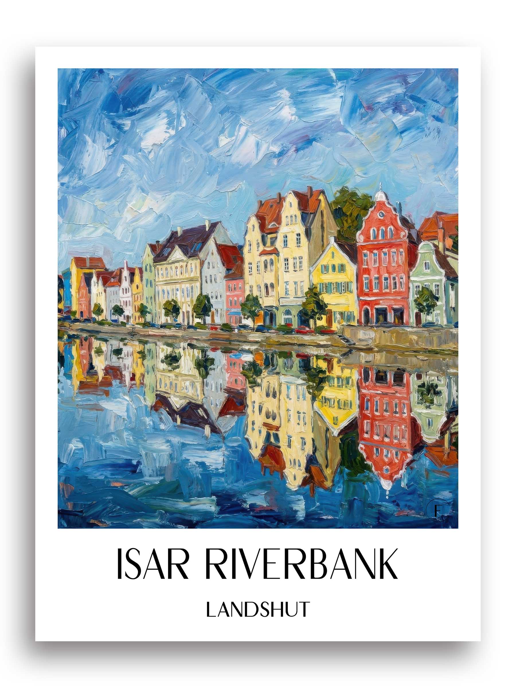 Isargestade Poster - Landshut - Deutschland Kunstdruck - Ölgemälde von A4 bis A1