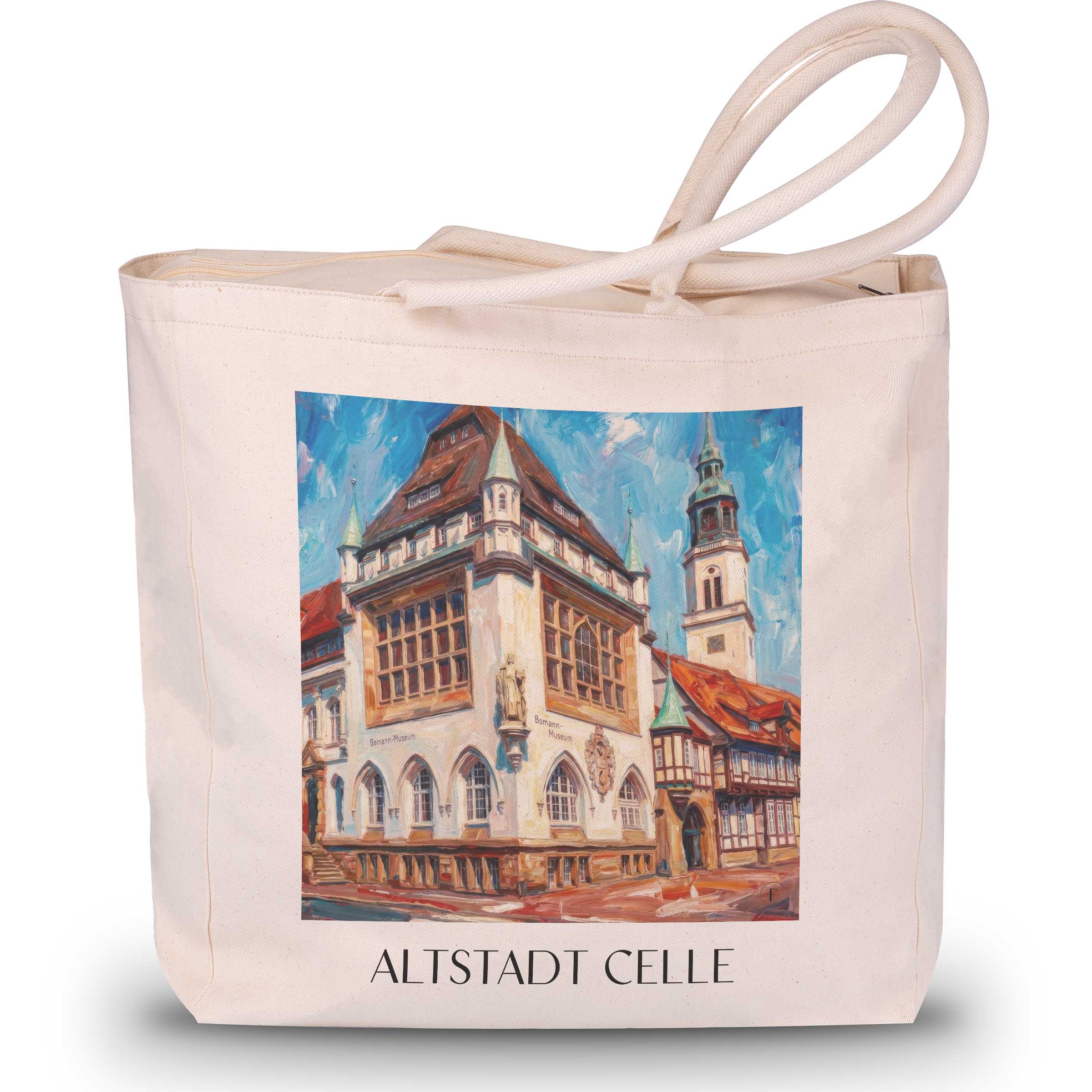 altstadt-celle-deutschland-einkaufstasche-oil-painting-oelgemaelde