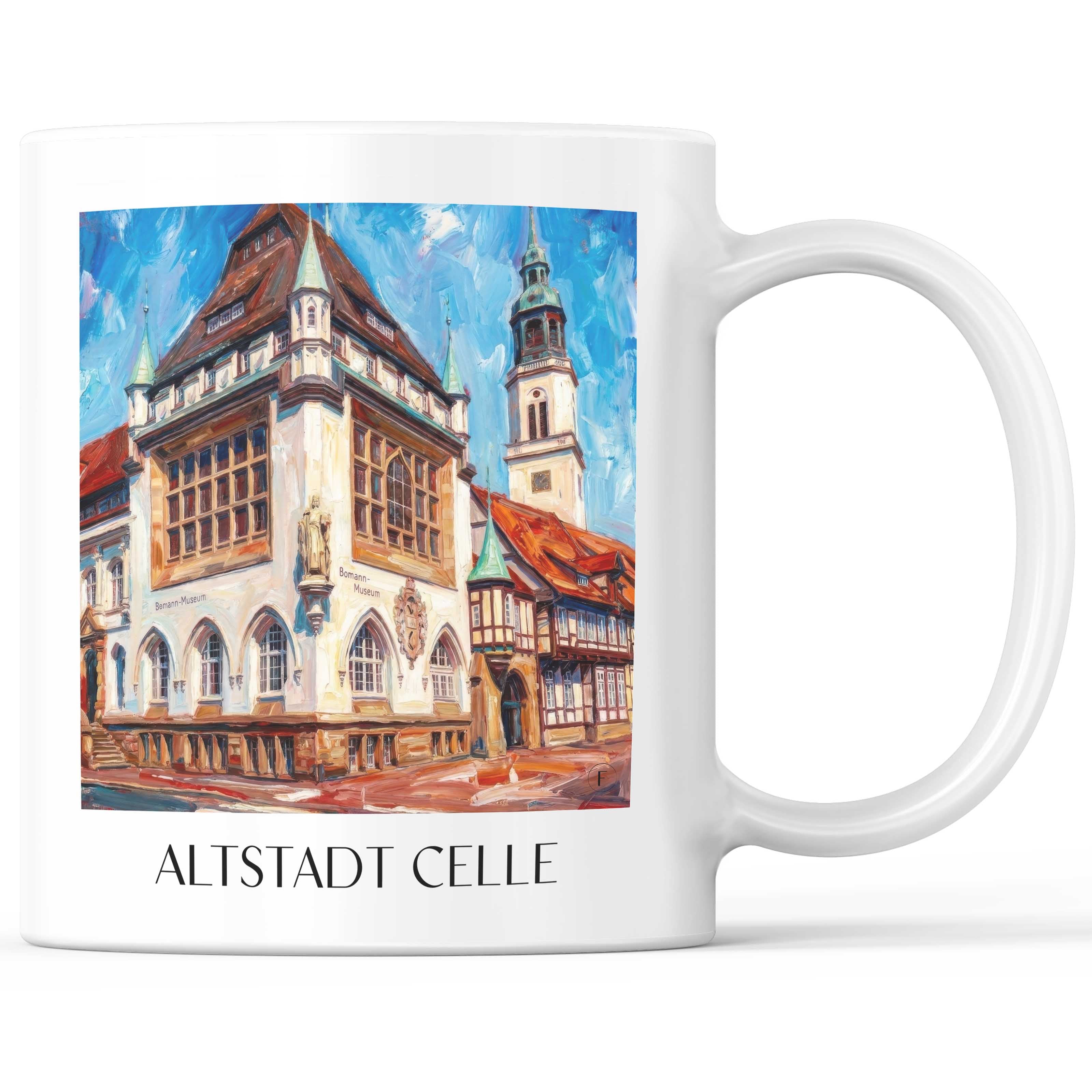 Altstadt Kaffeebecher - Celle - Deutschland Becher - Kaffeetasse im Ölgemälde Stil