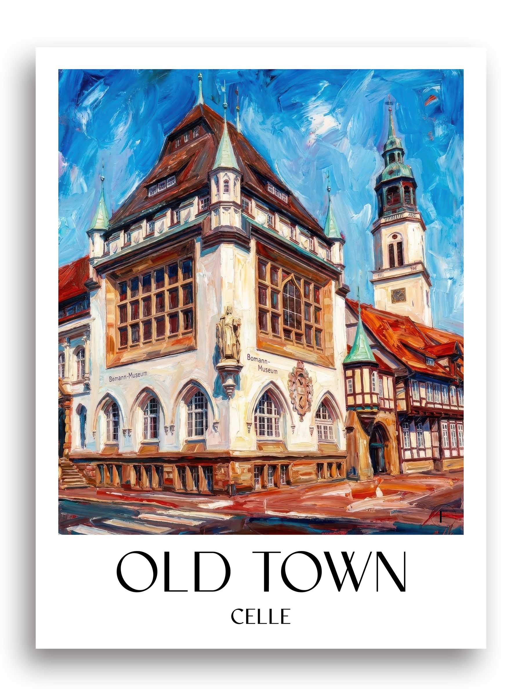 Altstadt Poster - Celle - Deutschland Kunstdruck - Ölgemälde von A4 bis A1