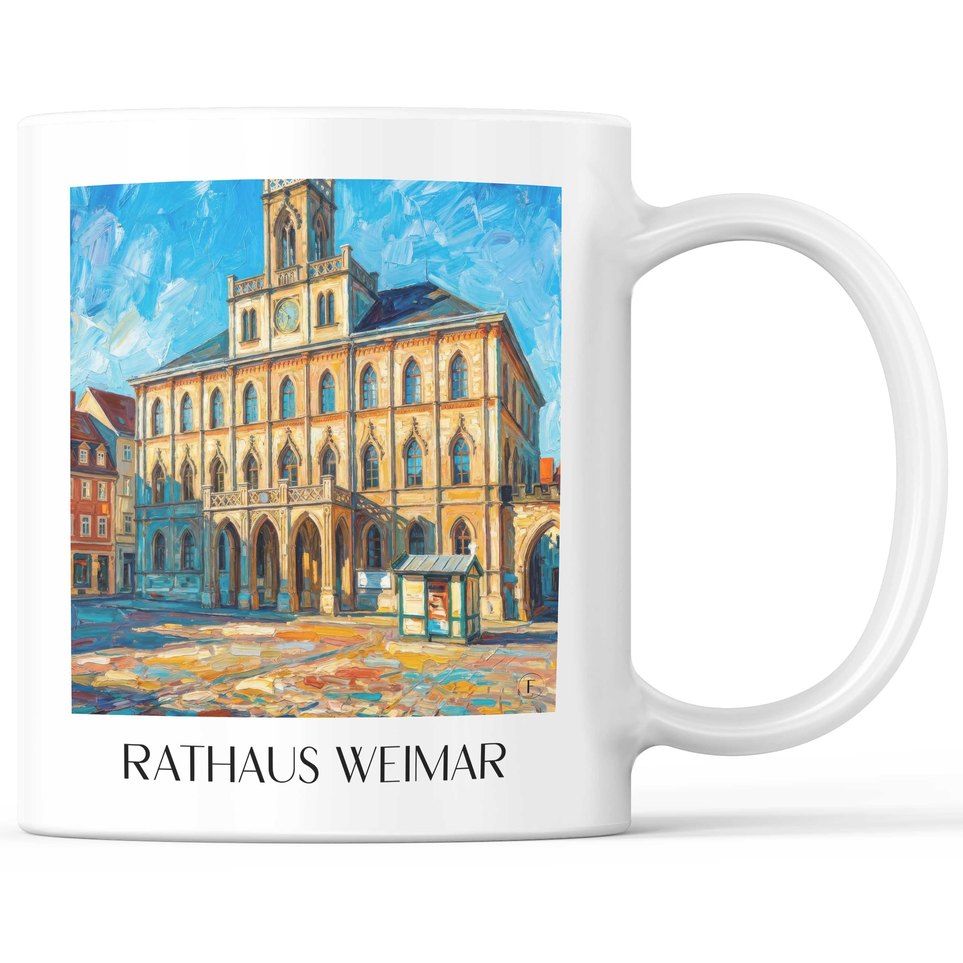 Rathaus Kaffeebecher - Weimar - Deutschland Becher - Kaffeetasse im Ölgemälde Stil