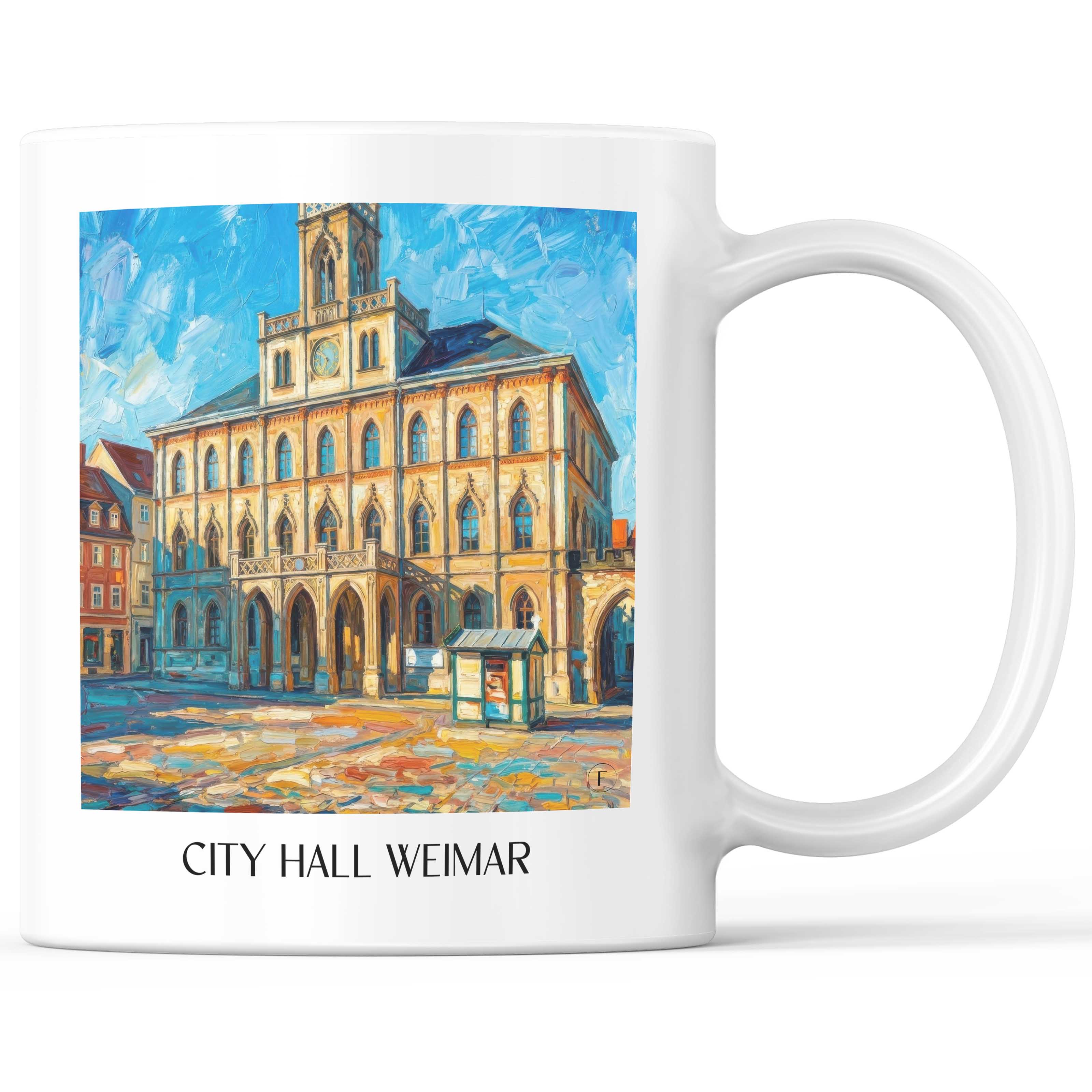 Rathaus Kaffeebecher - Weimar - Deutschland Becher - Kaffeetasse im Ölgemälde Stil