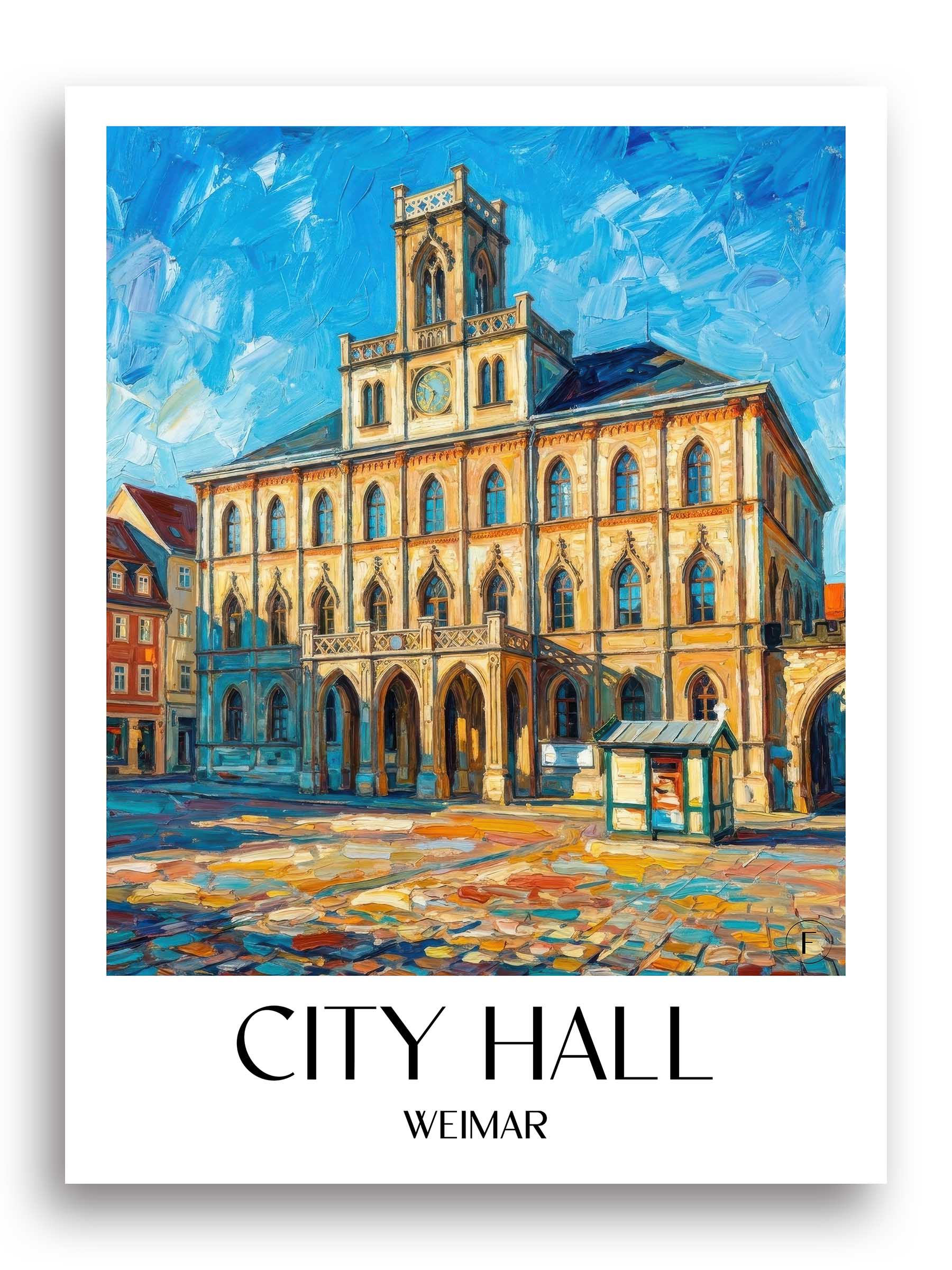 Rathaus Poster - Weimar - Deutschland Kunstdruck - Ölgemälde von A4 bis A1