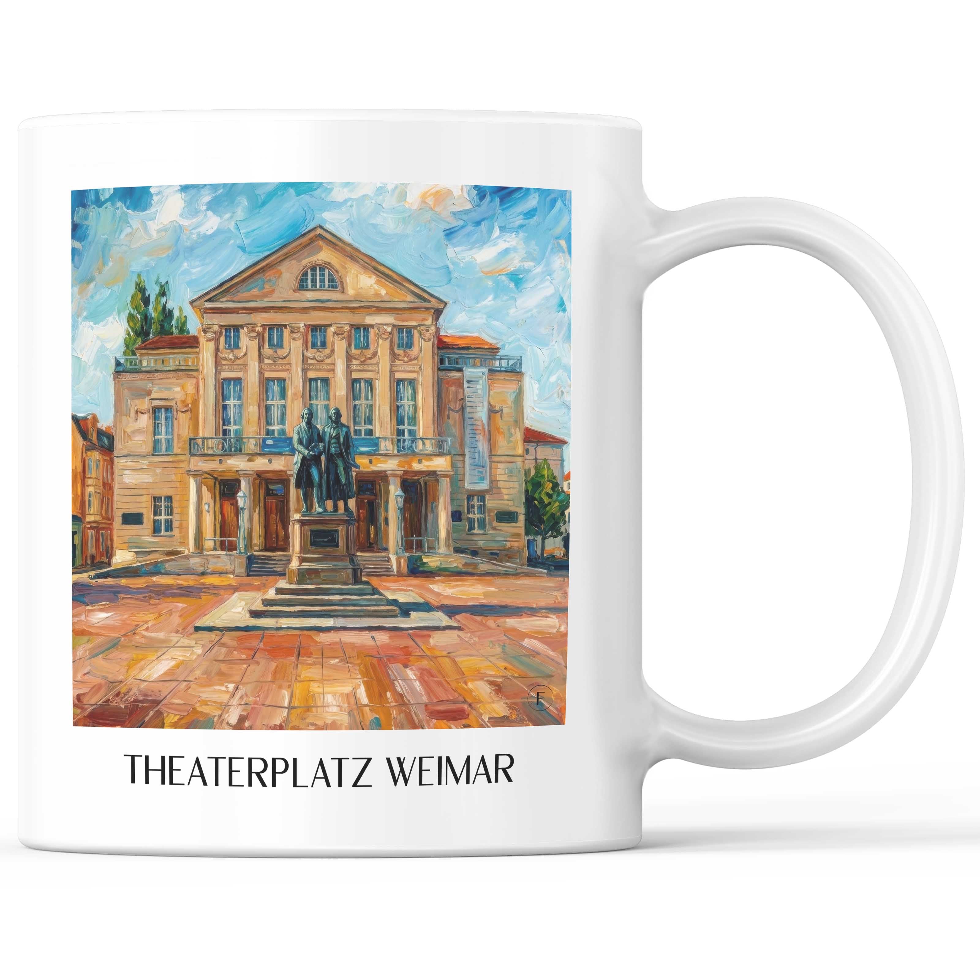 Theaterplatz Kaffeebecher - Weimar - Deutschland Becher - Kaffeetasse im Ölgemälde Stil