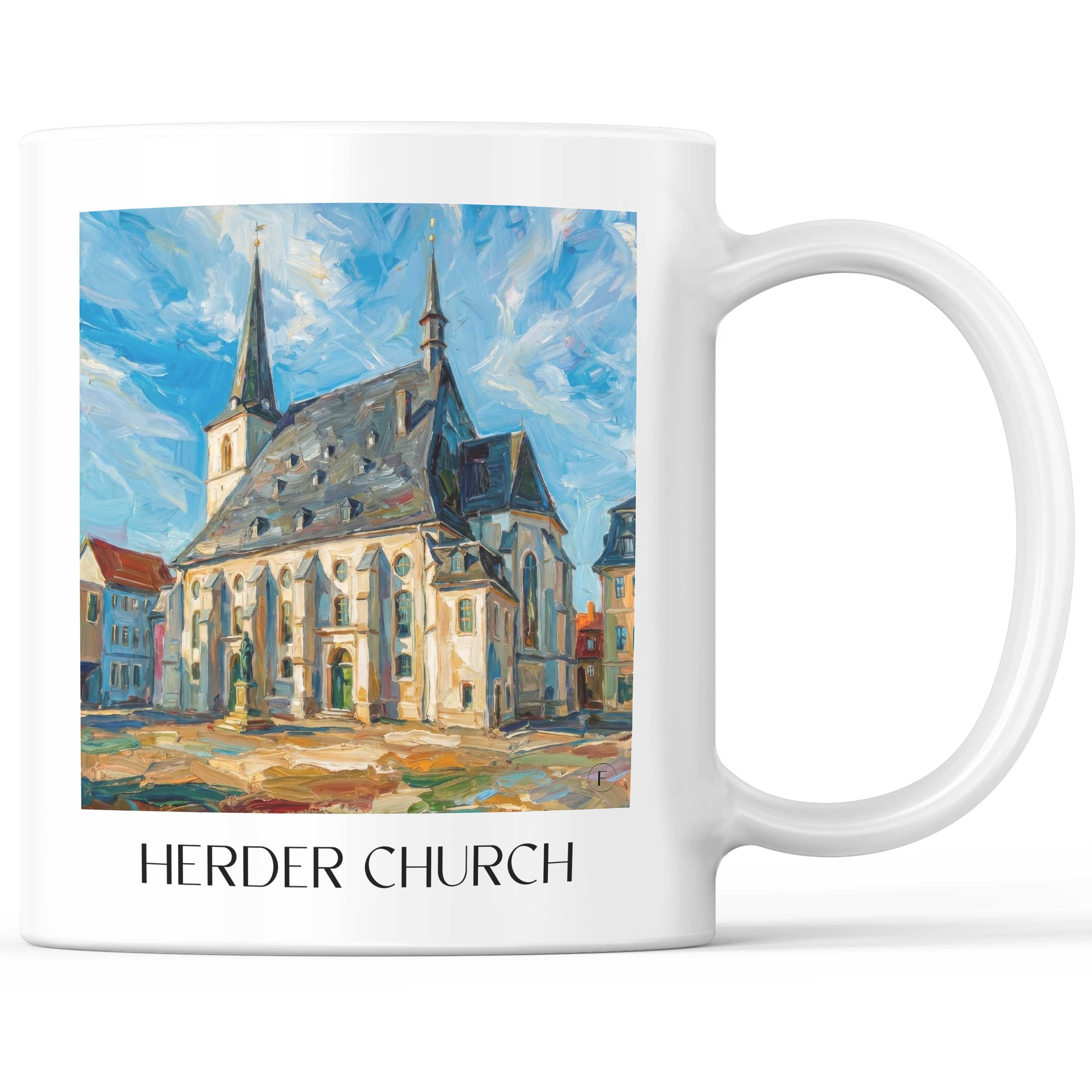 Herderkirche Kaffeebecher - Weimar - Deutschland Becher - Kaffeetasse im Ölgemälde Stil