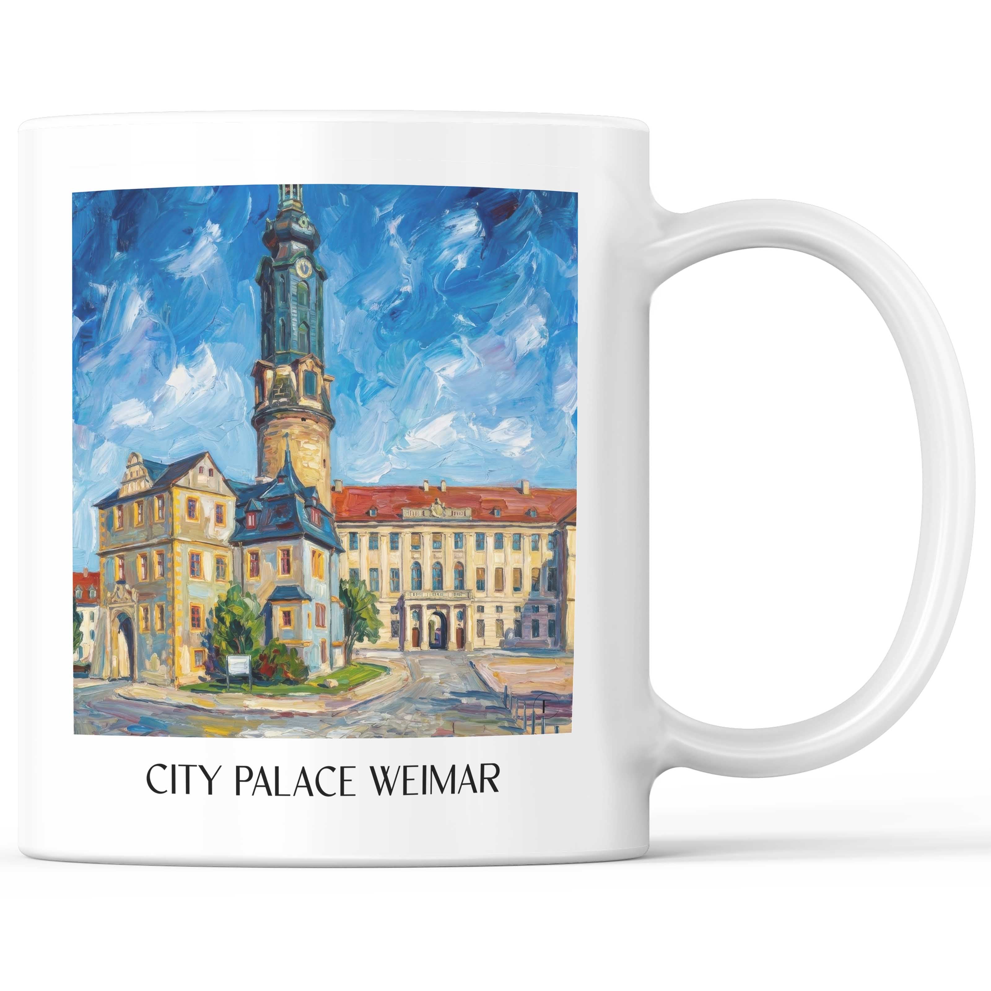 Stadtschloss Kaffeebecher - Weimar - Deutschland Becher - Kaffeetasse im Ölgemälde Stil