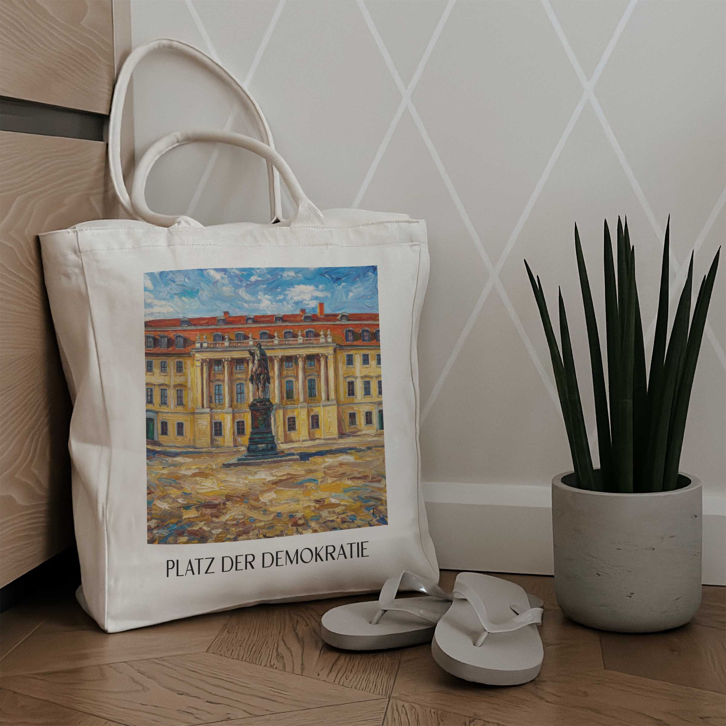 platz-der-demokratie-weimar-deutschland-einkaufstasche-oil-painting-oelgemaelde