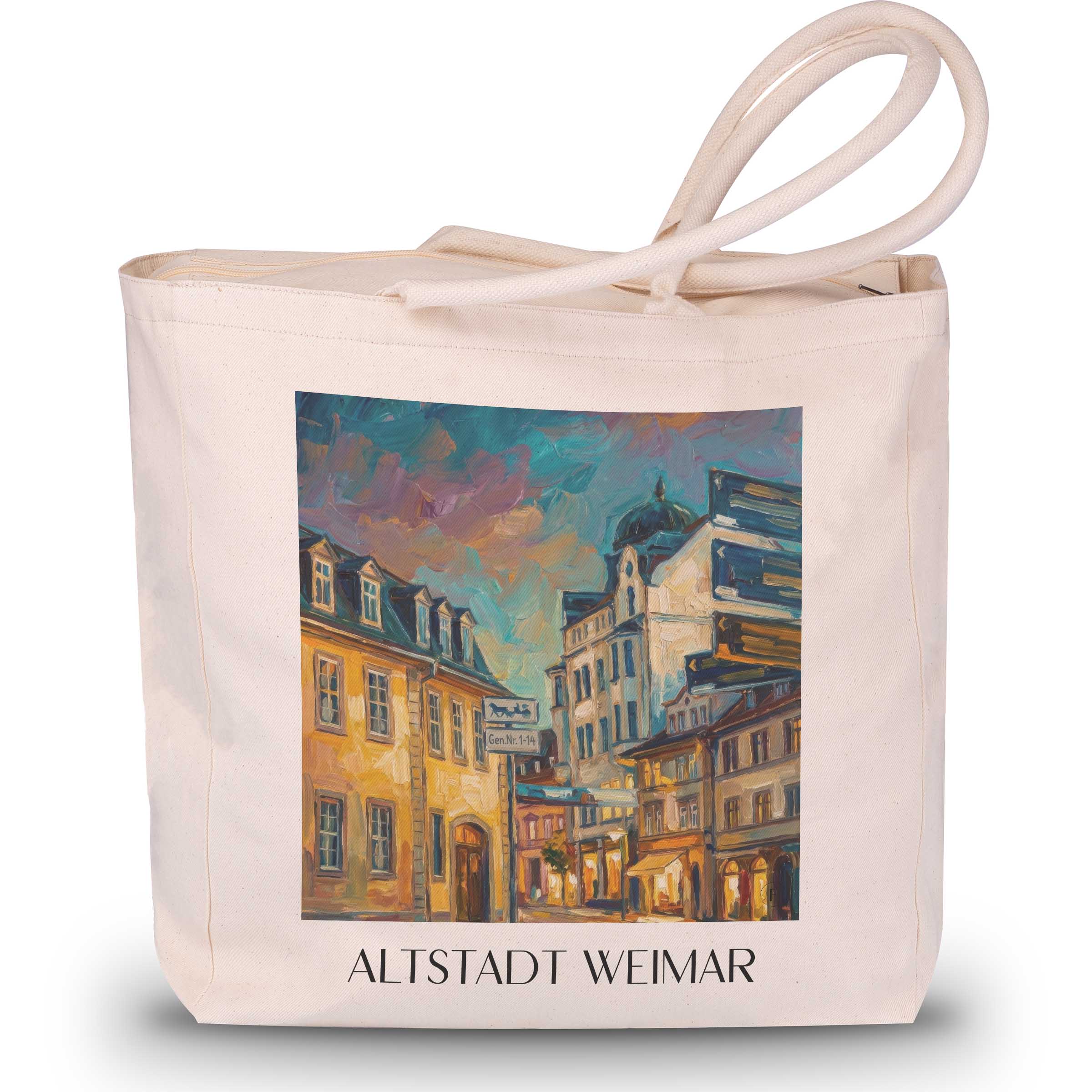 altstadt-weimar-deutschland-einkaufstasche-oil-painting-oelgemaelde