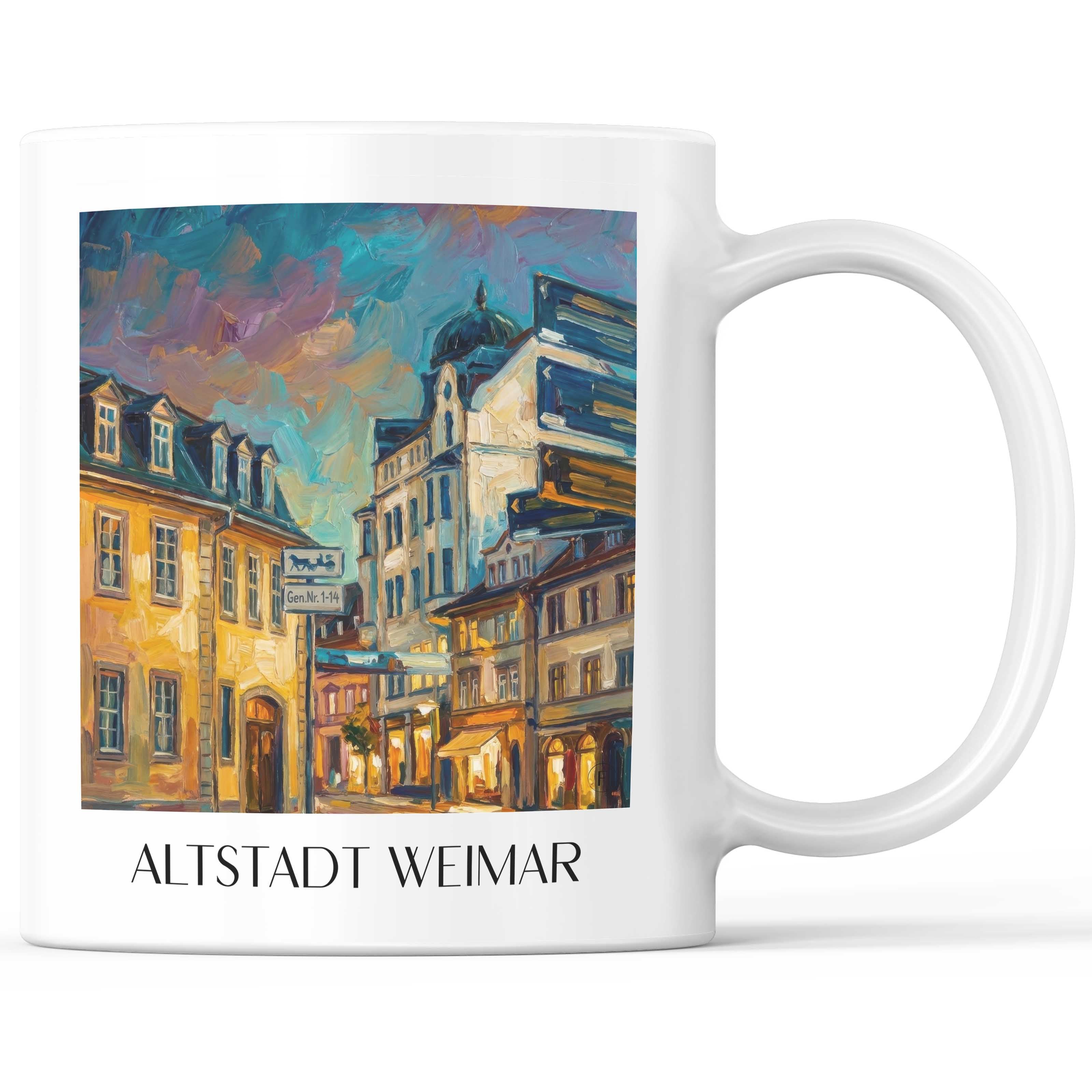 Altstadt Kaffeebecher - Weimar - Deutschland Becher - Kaffeetasse im Ölgemälde Stil