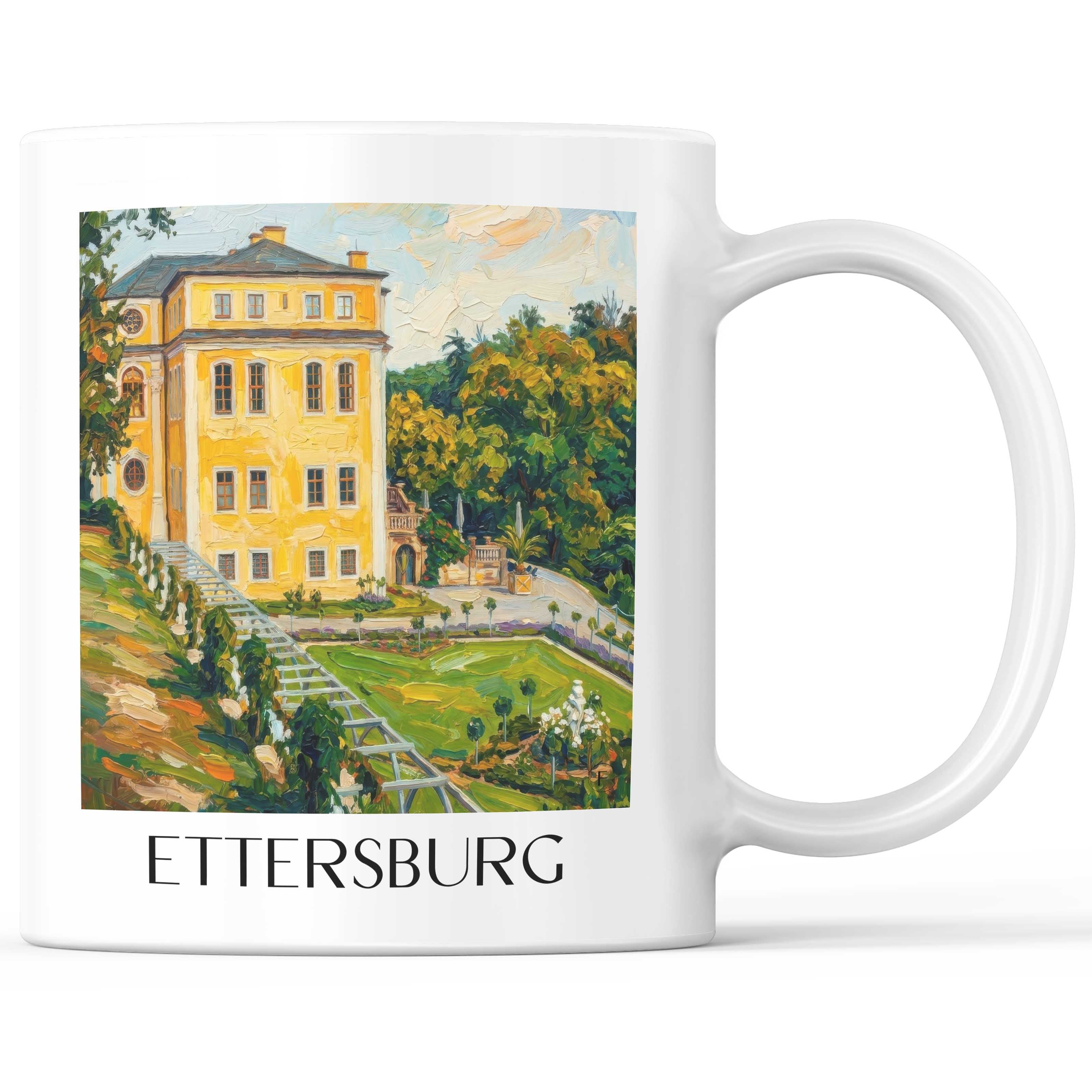 Ettersburg Kaffeebecher - Thüringen - Deutschland Becher - Kaffeetasse im Ölgemälde Stil