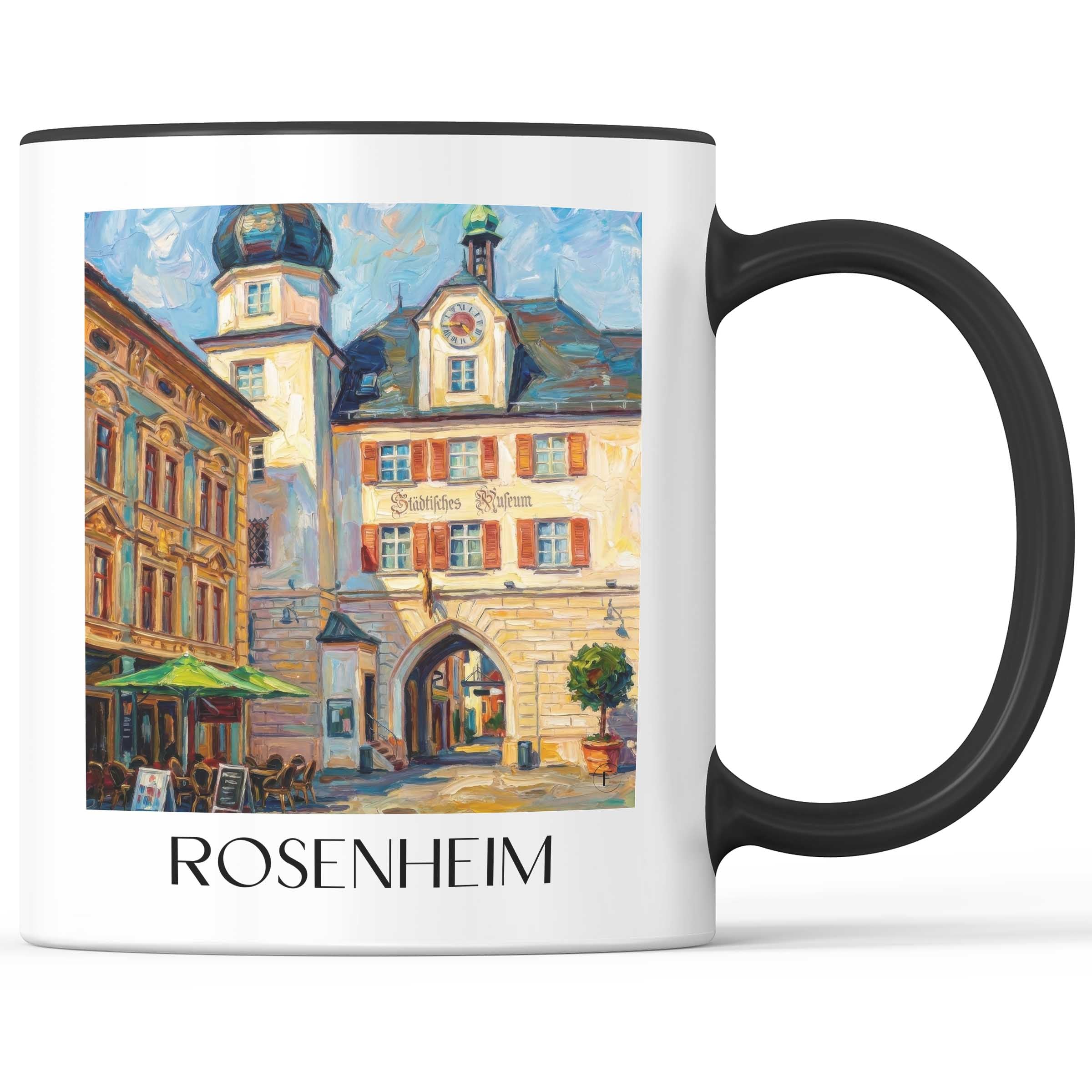 Rosenheim Kaffeebecher - Oberbayern - Deutschland Becher - Kaffeetasse im Ölgemälde Stil