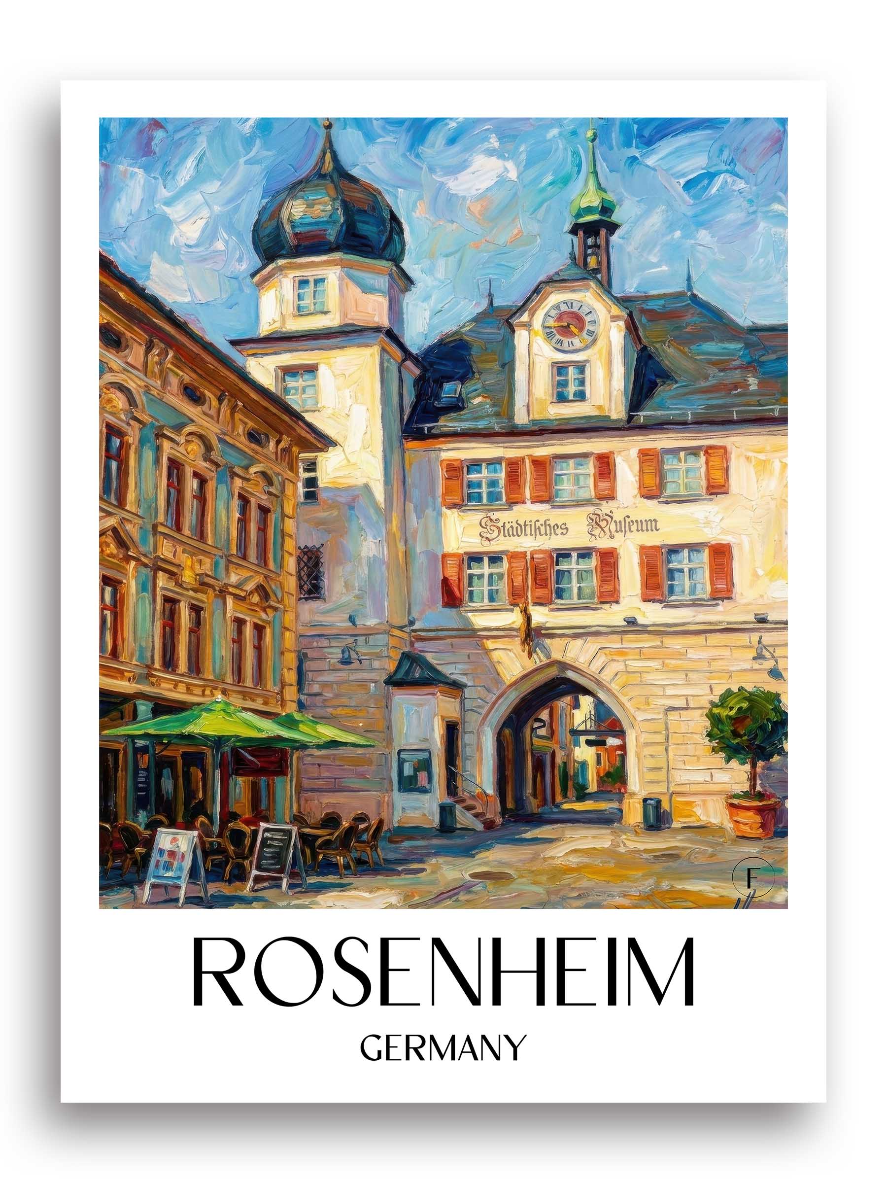 Rosenheim Poster - Oberbayern - Deutschland Kunstdruck - Ölgemälde von A4 bis A1