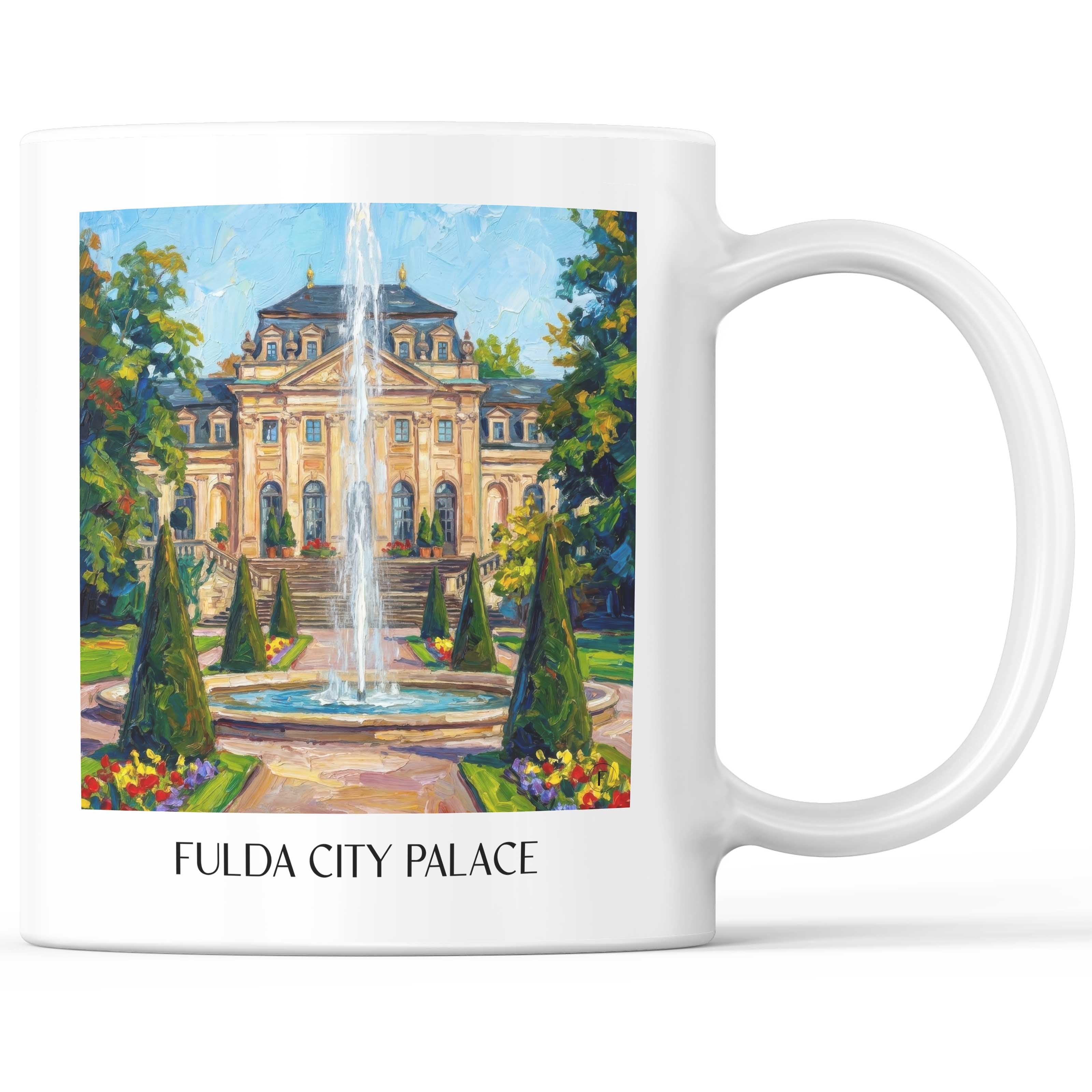 Stadtschloss Fulda Kaffeebecher - Hessen - Deutschland Becher - Kaffeetasse im Ölgemälde Stil