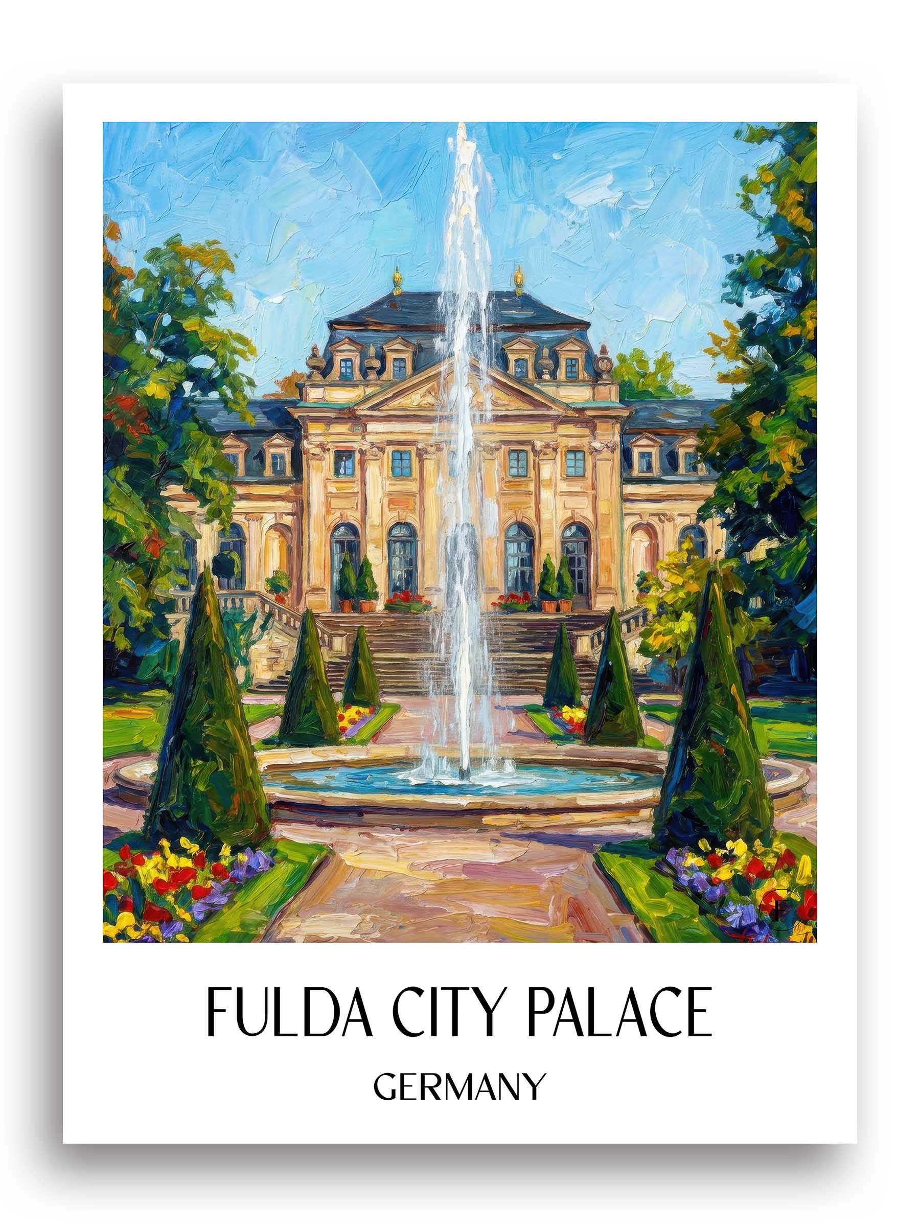 Stadtschloss Fulda Poster - Hessen - Deutschland Kunstdruck - Ölgemälde von A4 bis A1