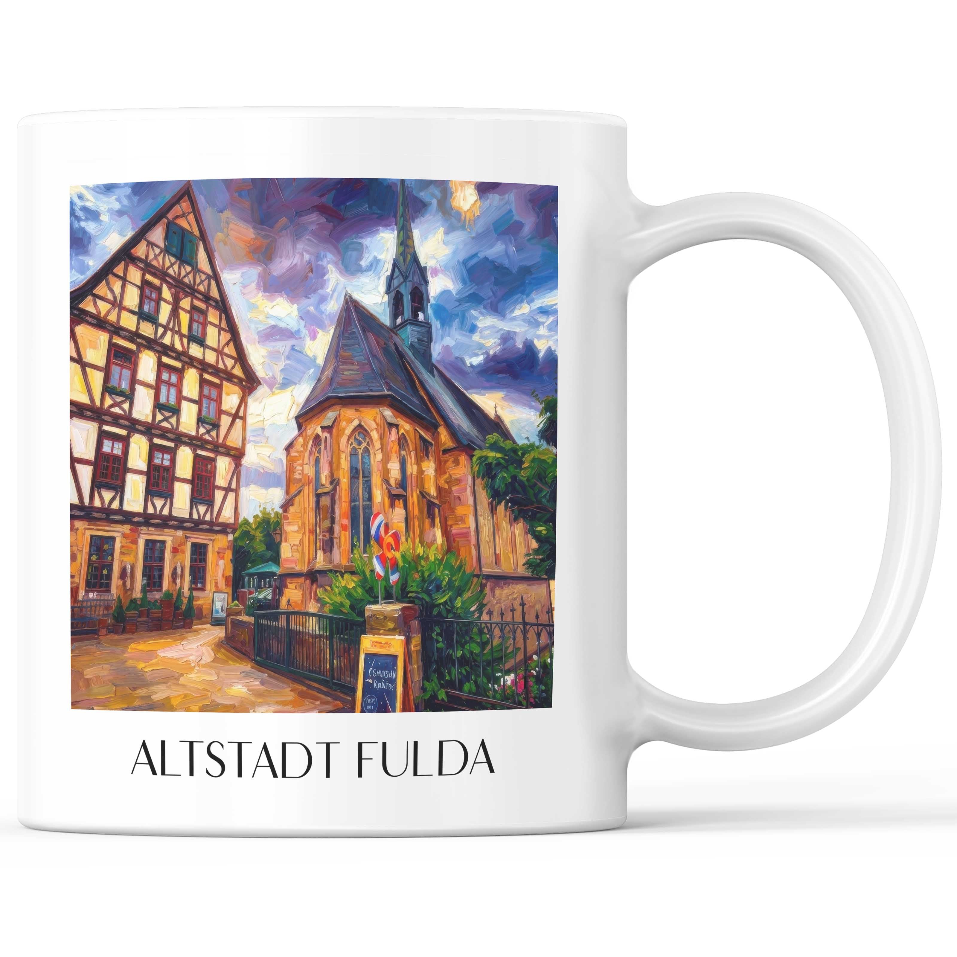 Altstadt Kaffeebecher - Fulda - Deutschland Becher - Kaffeetasse im Ölgemälde Stil