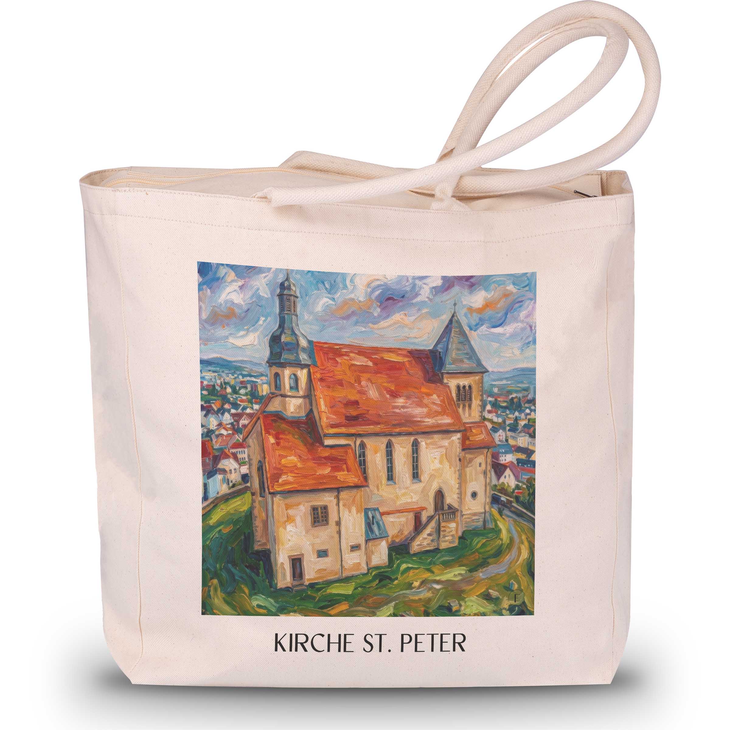 kirche-st.-peter-fulda-deutschland-einkaufstasche-oil-painting-oelgemaelde