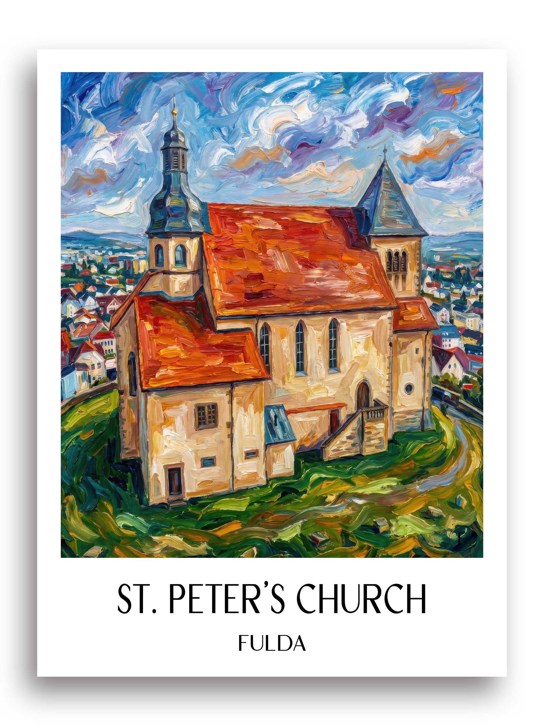 Kirche St. Peter Poster - Fulda - Deutschland Kunstdruck - Ölgemälde von A4 bis A1
