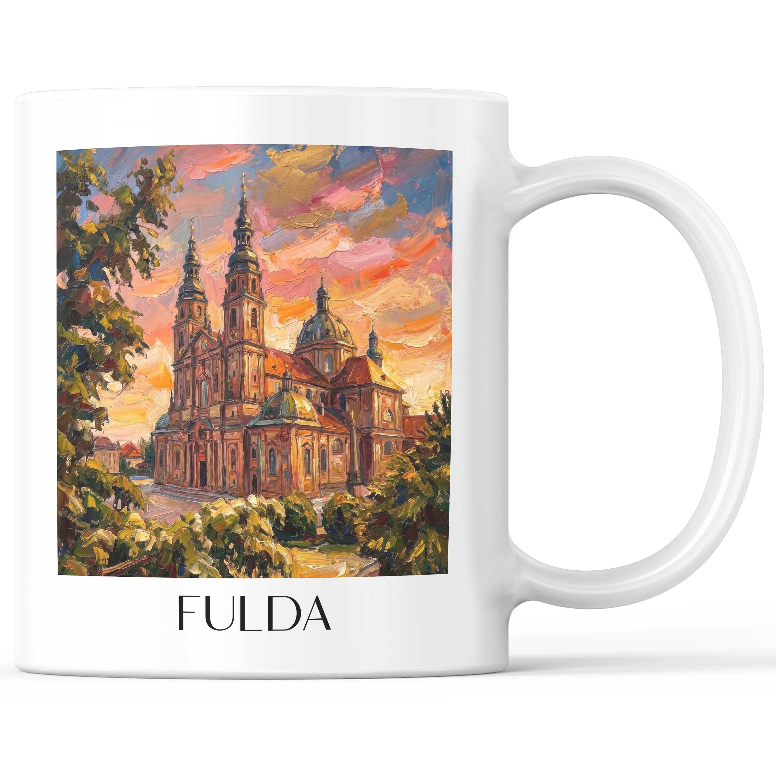 Fulda Kaffeebecher - Hessen - Deutschland Becher - Kaffeetasse im Ölgemälde Stil